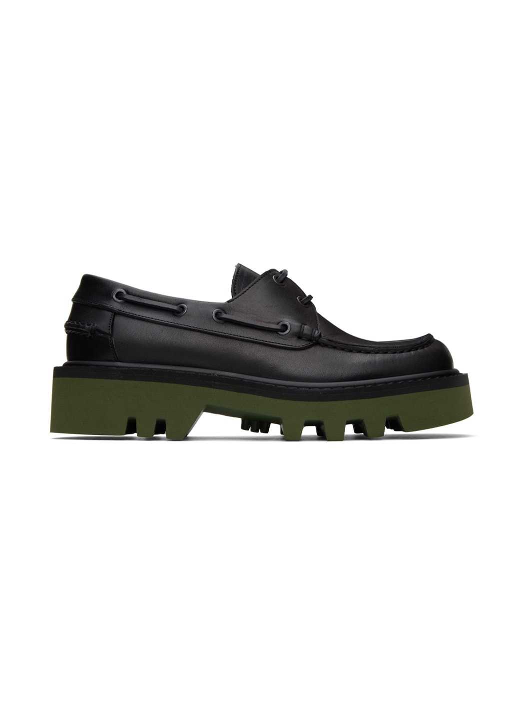 Black & Green Leather Derbys - 1