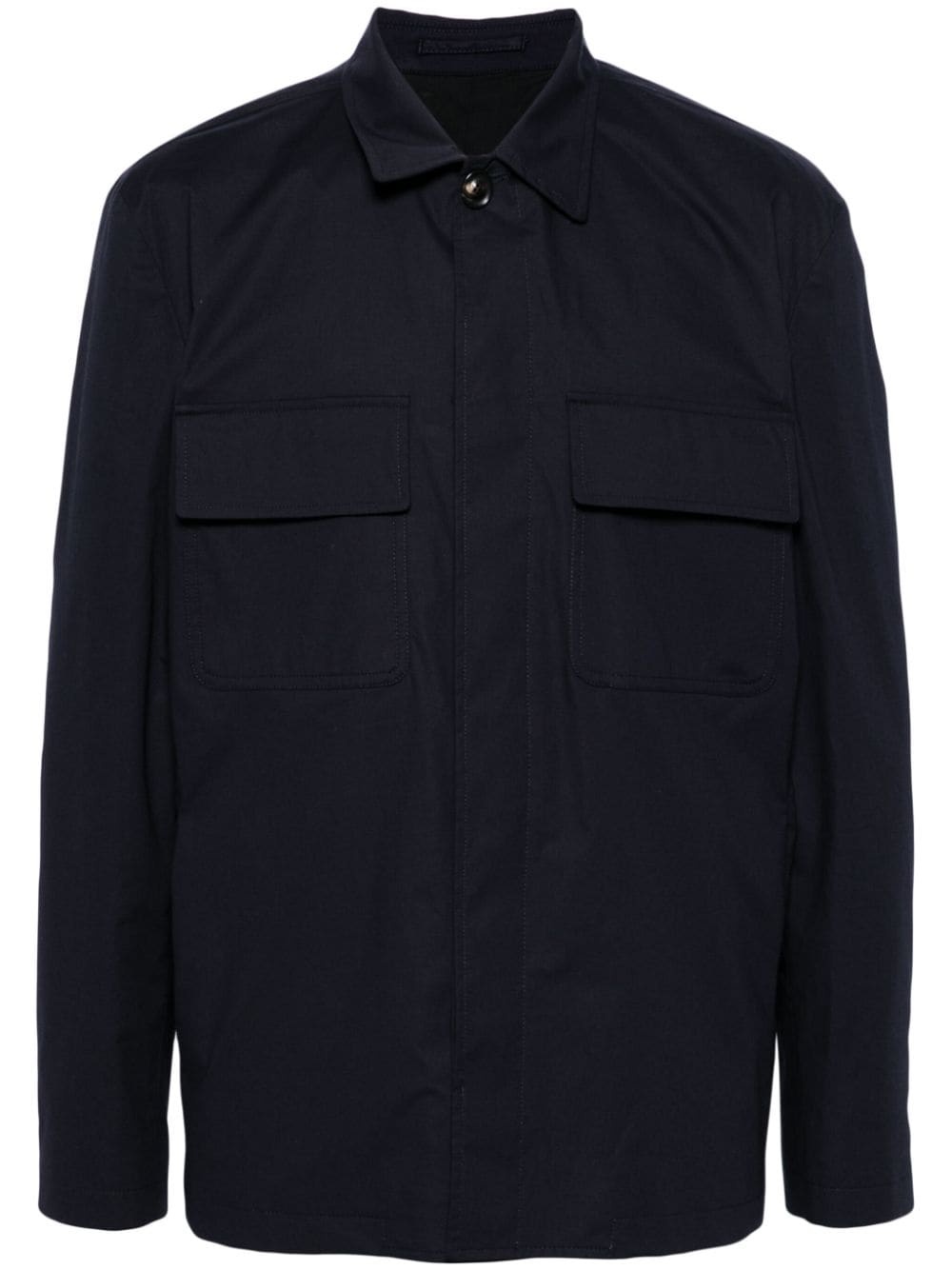 flap-pocket cotton shirt jacket - 1