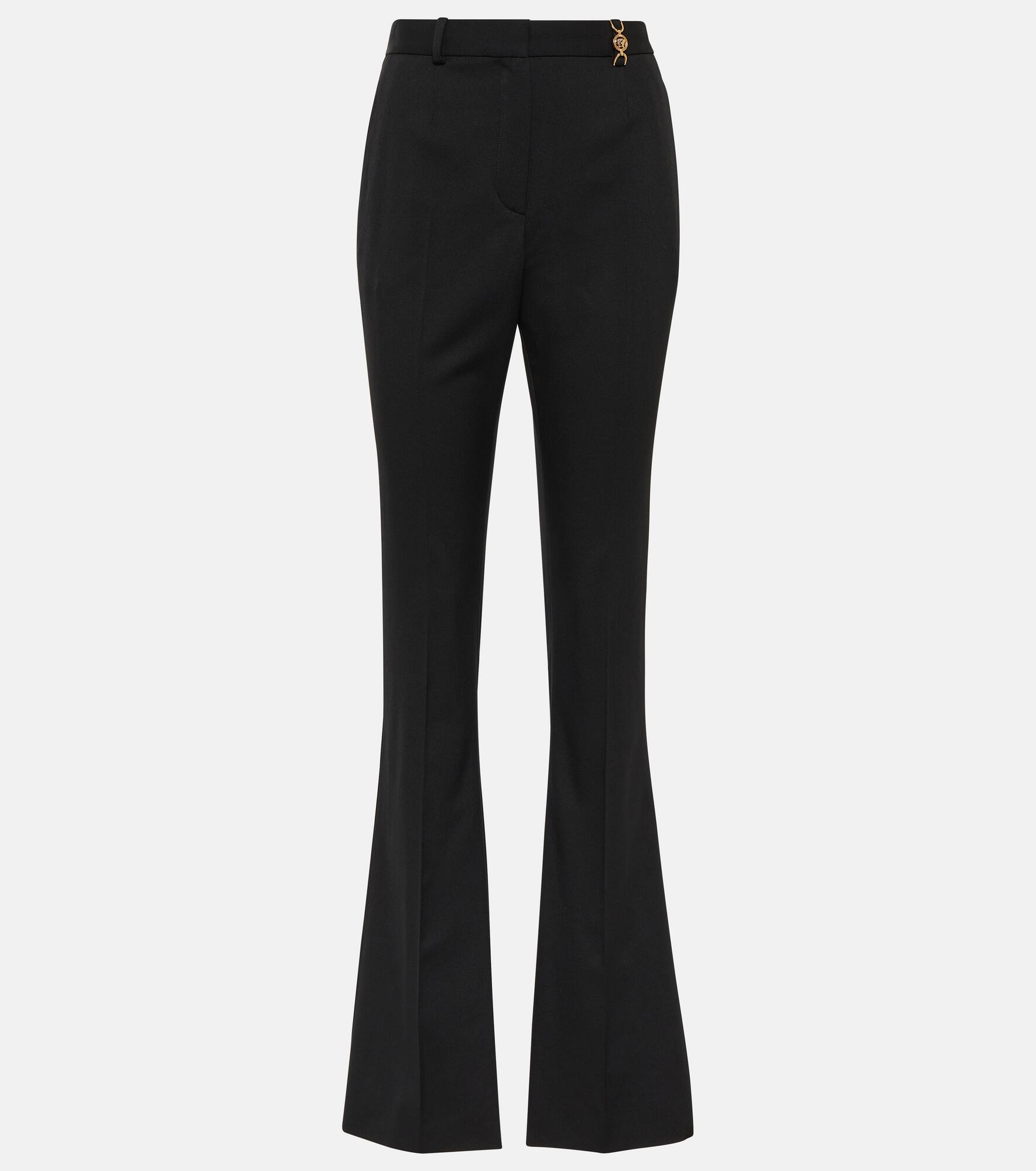 High-rise wool-blend flared pants - 1