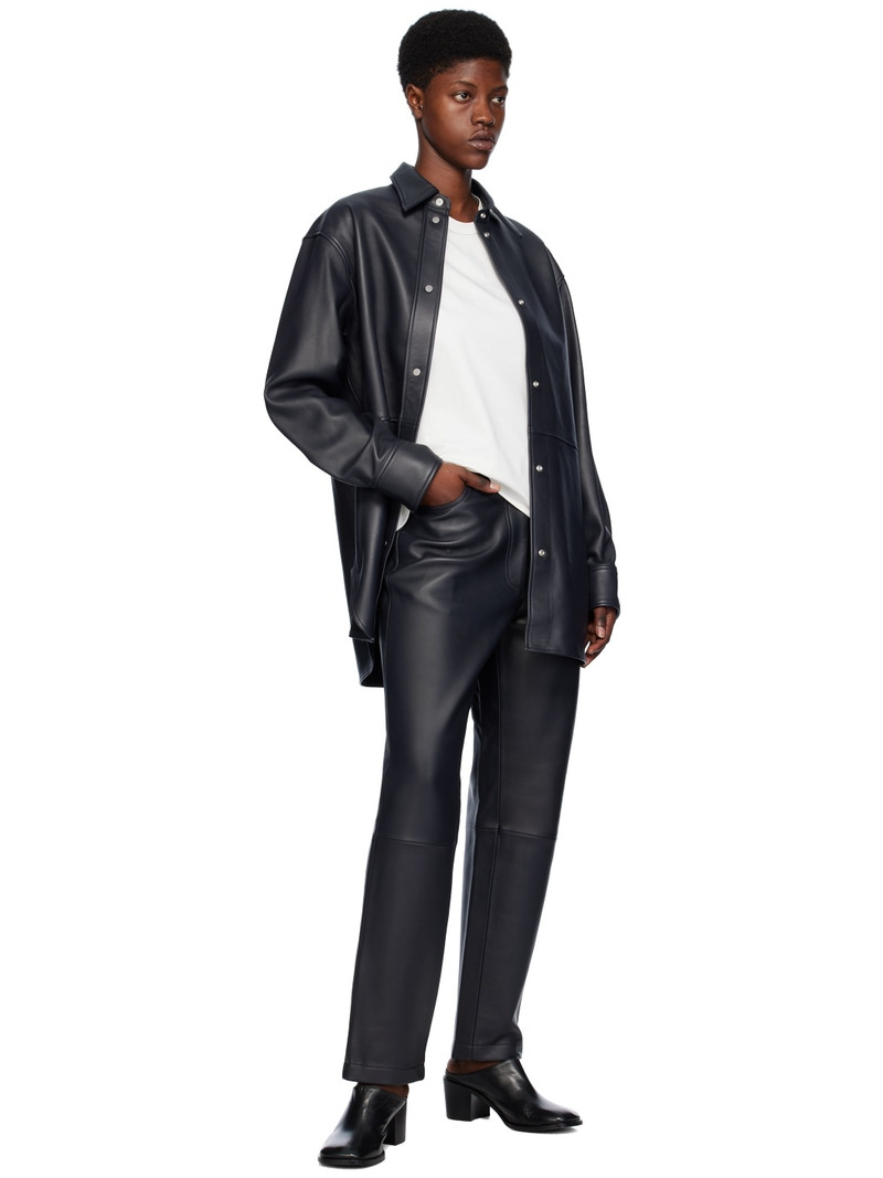 Studio Nicholson Black Santos Leather Shirt outlook