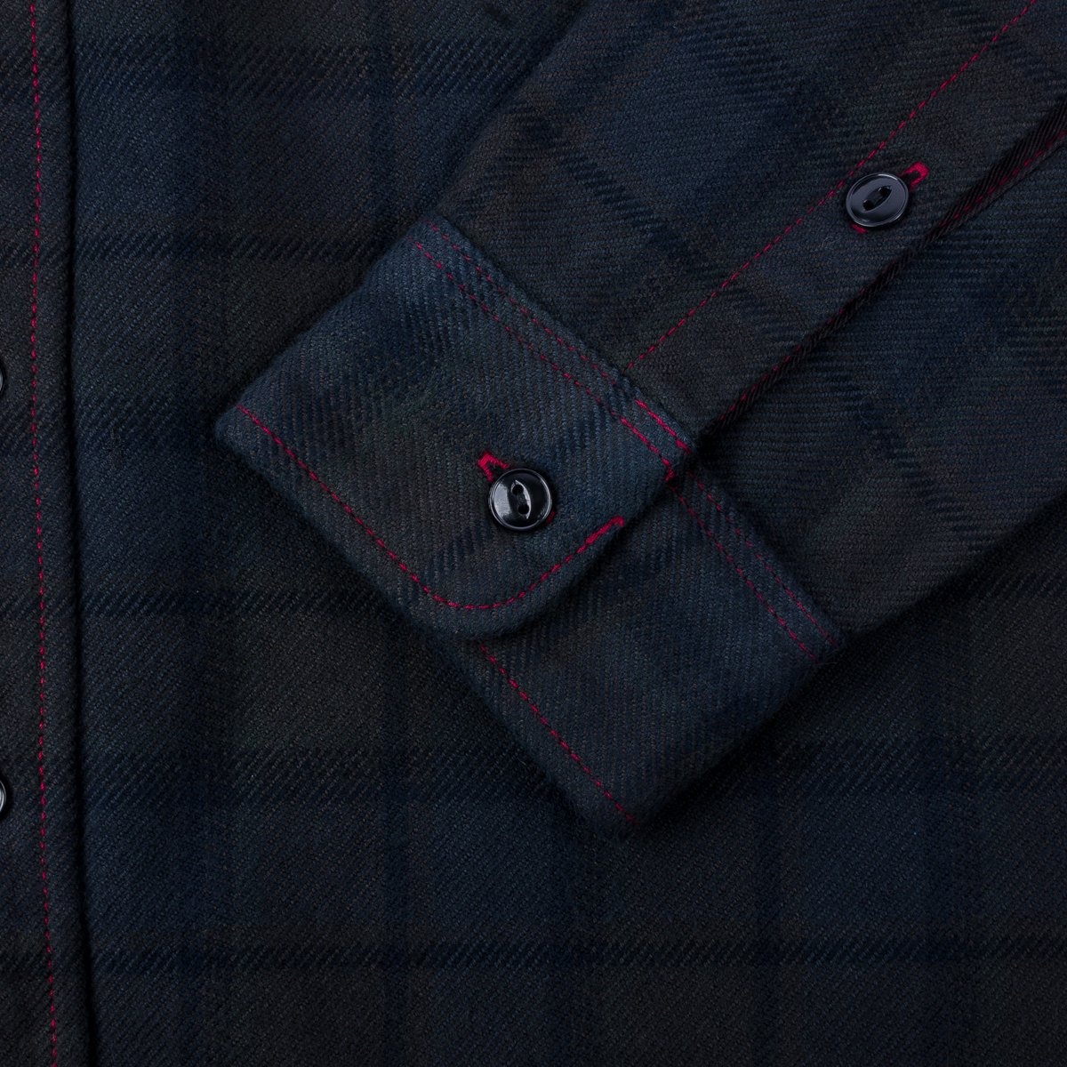 IHSH-334-OD Ultra Heavy Flannel Classic Check Work Shirt - Red Overdyed Black - 9