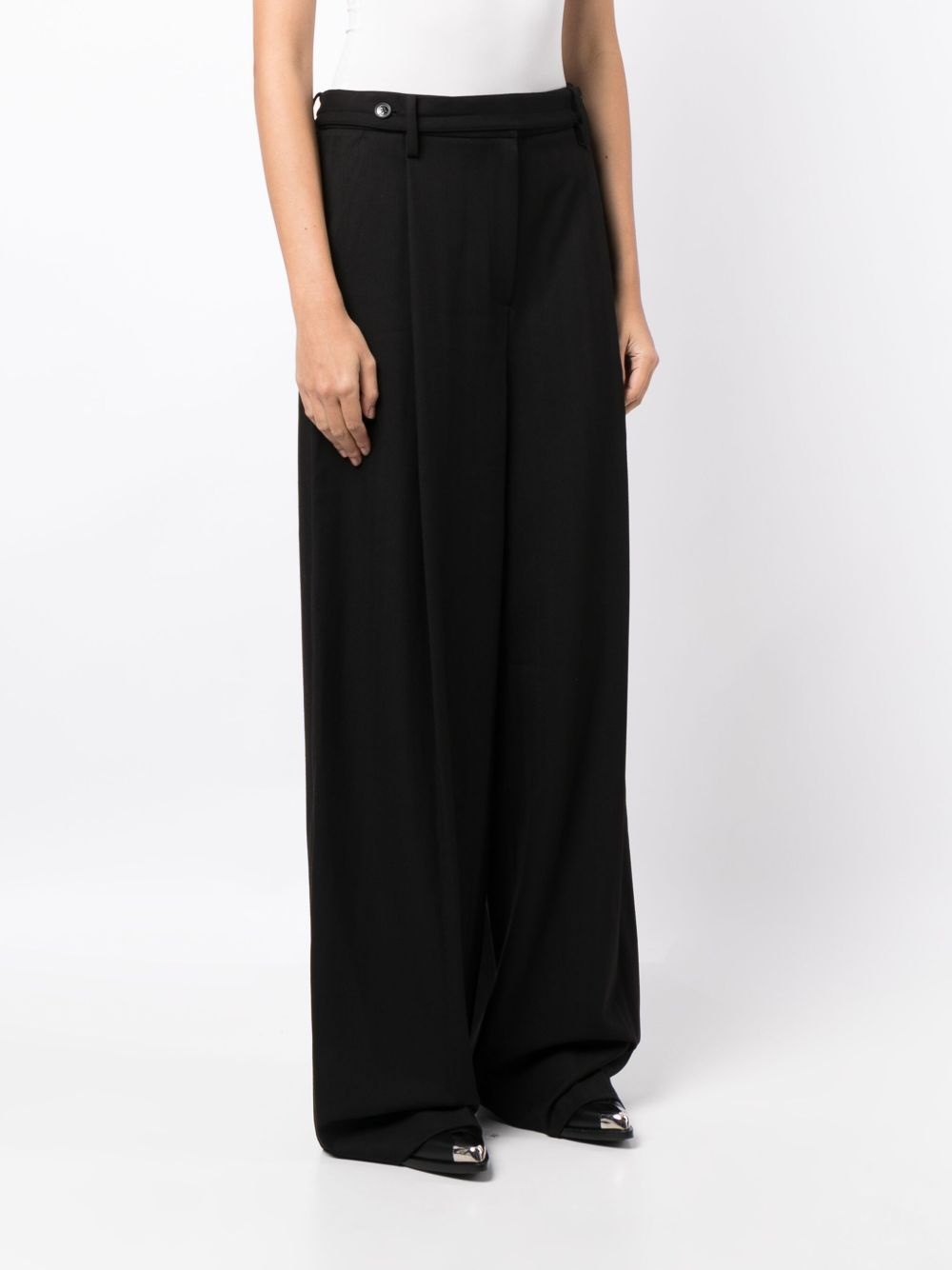 logo-charm pleat-detailing trousers - 3