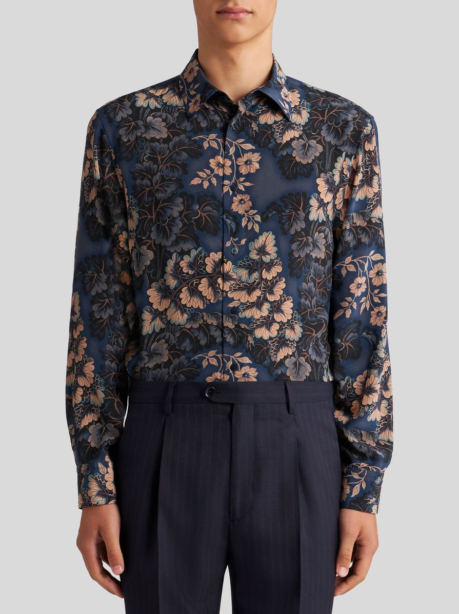 SILK SHIRT WITH FOLIAGE PRINT - 2