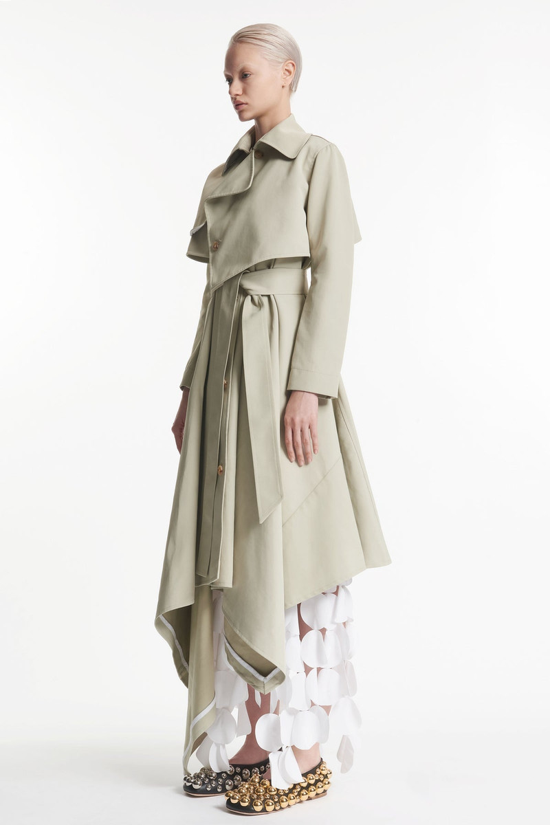 DOUBLE BREASTED COAT WITH ASYMMETRIC CUT LIGHT KHAKI 5