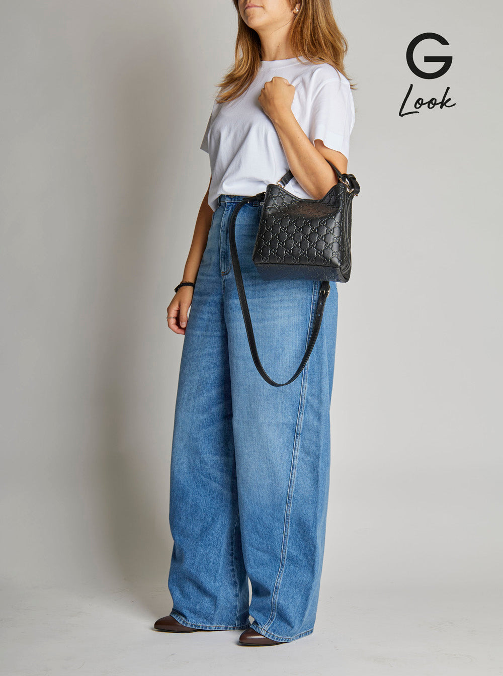 Gucci Women 'Arabella' Black Shoulder Bag With All-Over Gg Embroidery And Adjustable And Removable S - 7