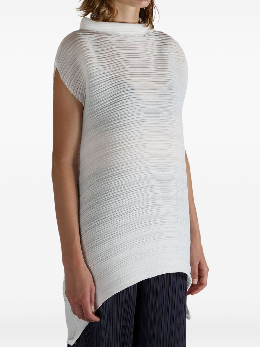 asymmetrical-hem pleated top - 3