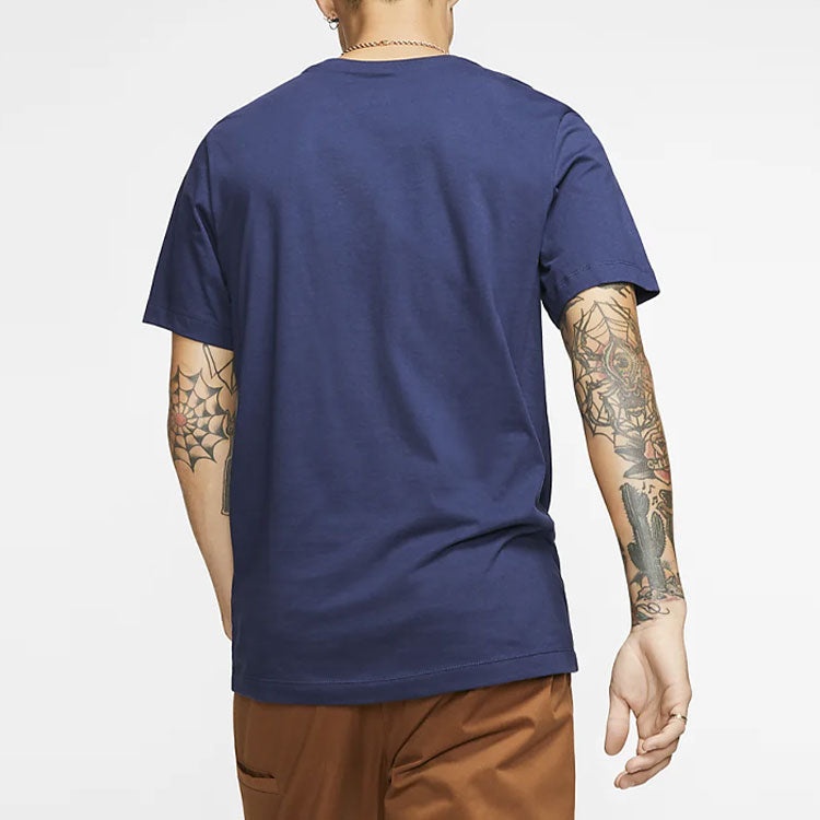 Men's Nike Embroidered Small Round Neck Short Sleeve Deep Navy Blue T-Shirt AR4999-410 - 5