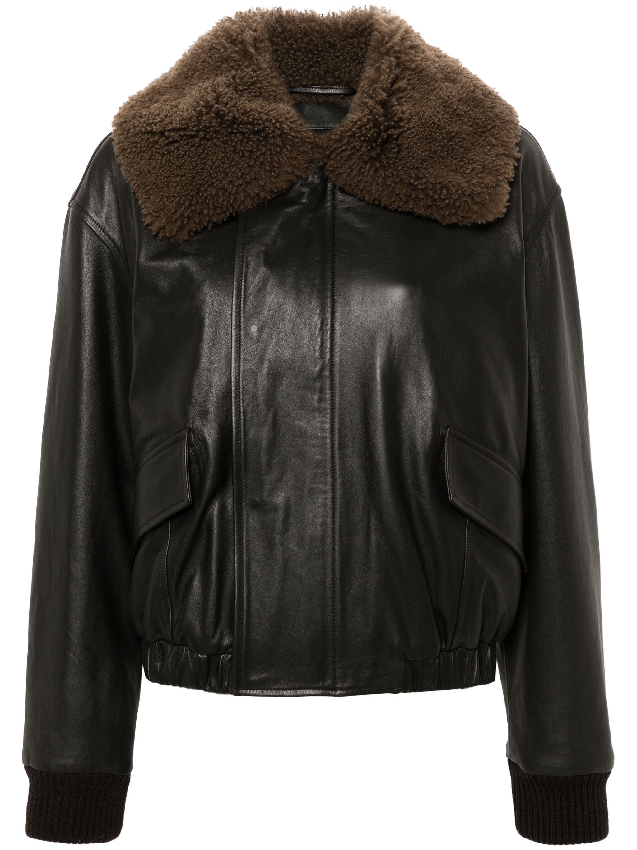 LEMAIRE - Women Leather Blouson With Shearling Collar - 4