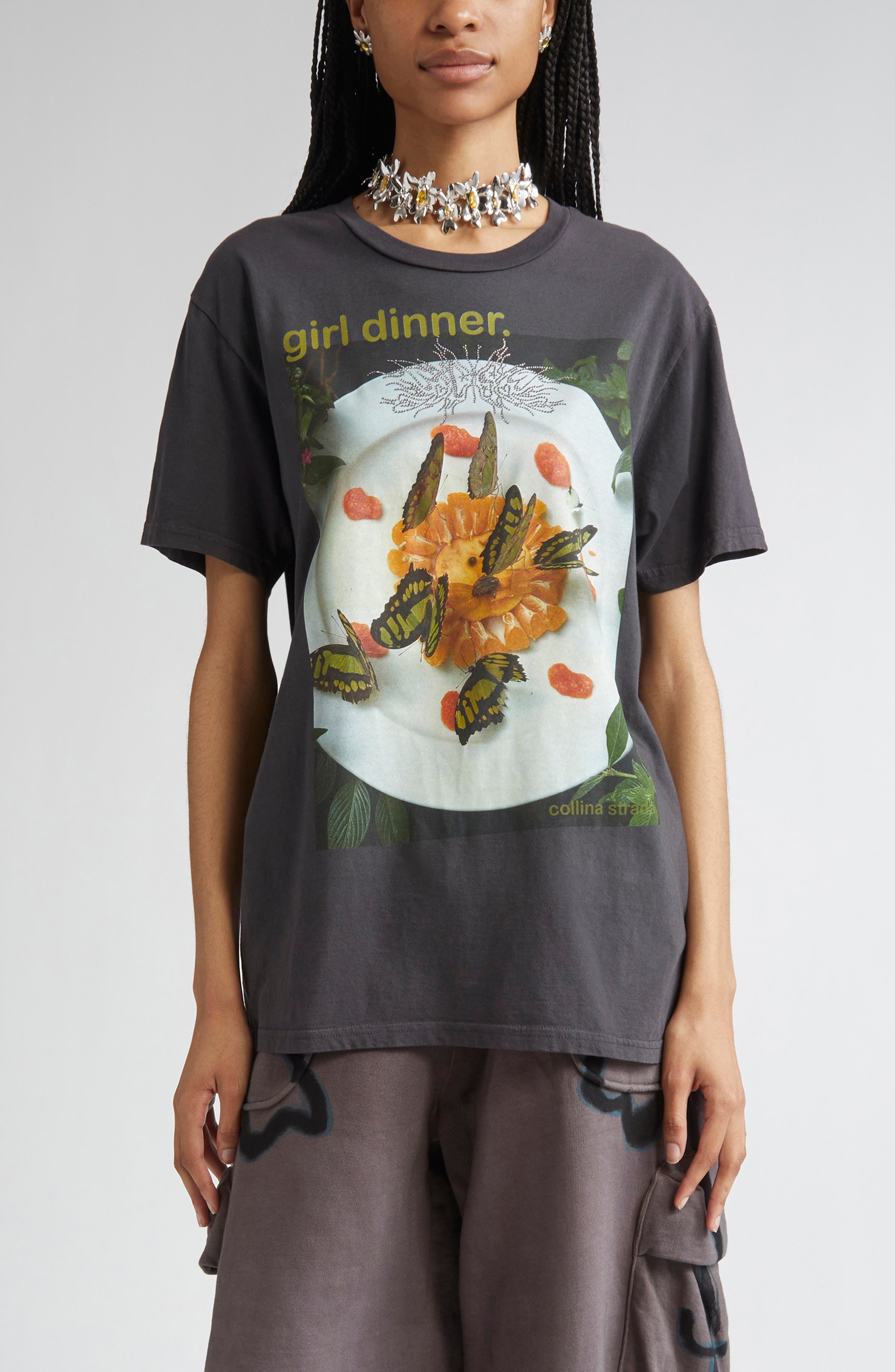 Collina Strada Oversize Organic Cotton Graphic T-Shirt in Girl Dinner at Nordstrom - 1