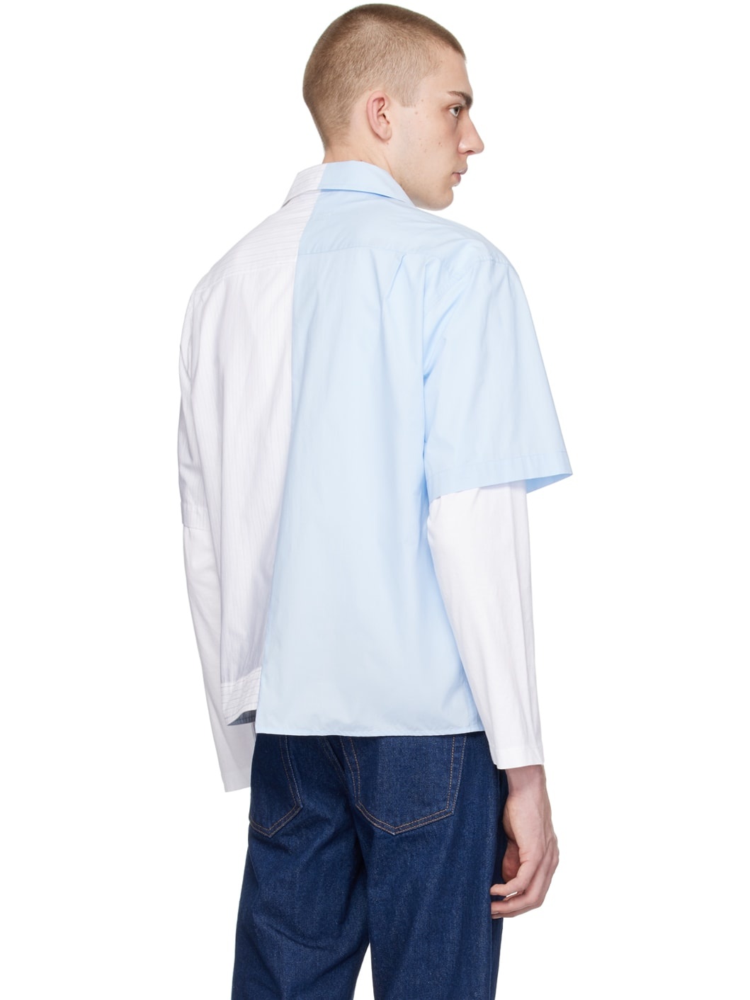 Blue & White Printed Shirt - 3