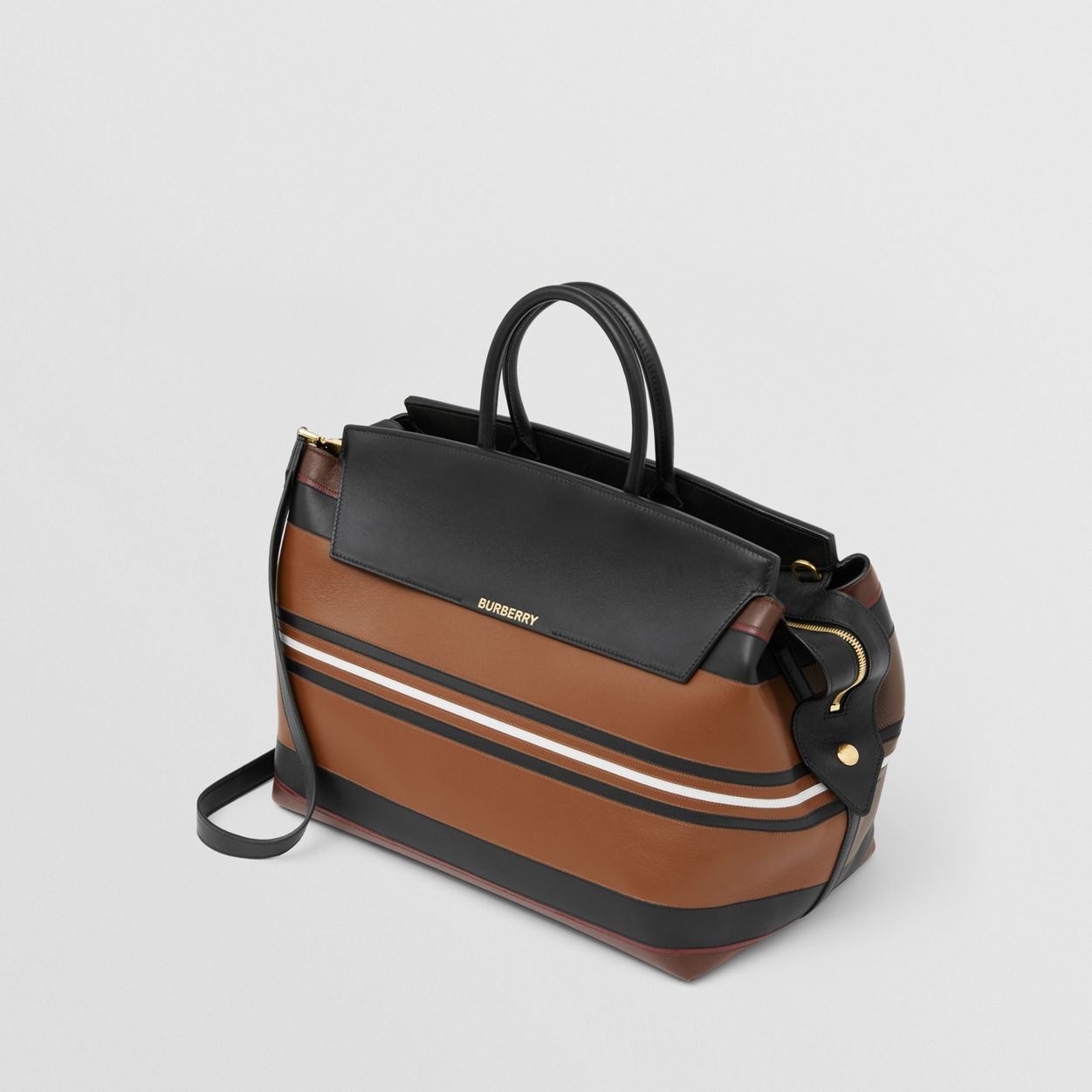 Stripe Detail Leather Large Catherine Bag - 4