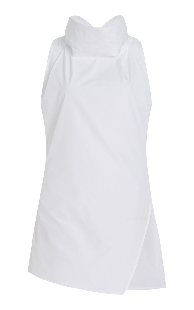 Draped Cotton Poplin Top white 1