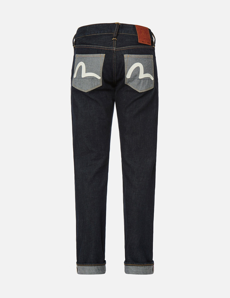 EVISU CONTRASTING BACK POCKETS SLIM FIT JEANS #2010 outlook