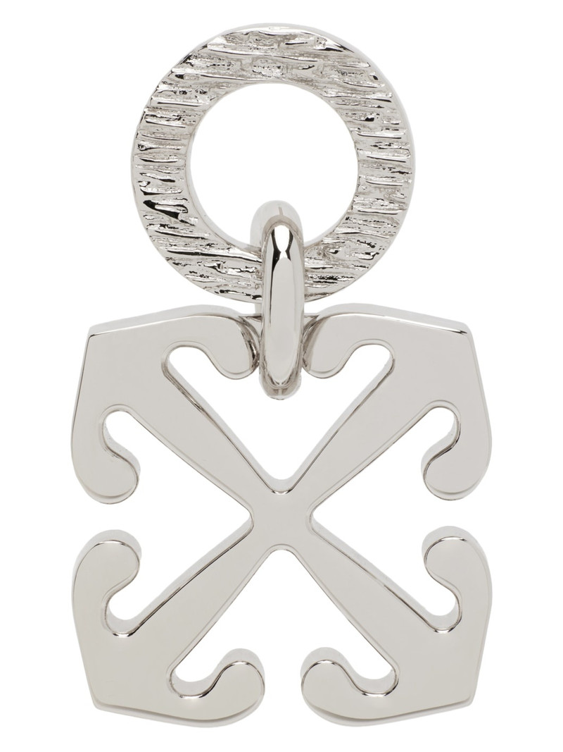 Silver Texture Circle Arrow Mono Single Earring 1