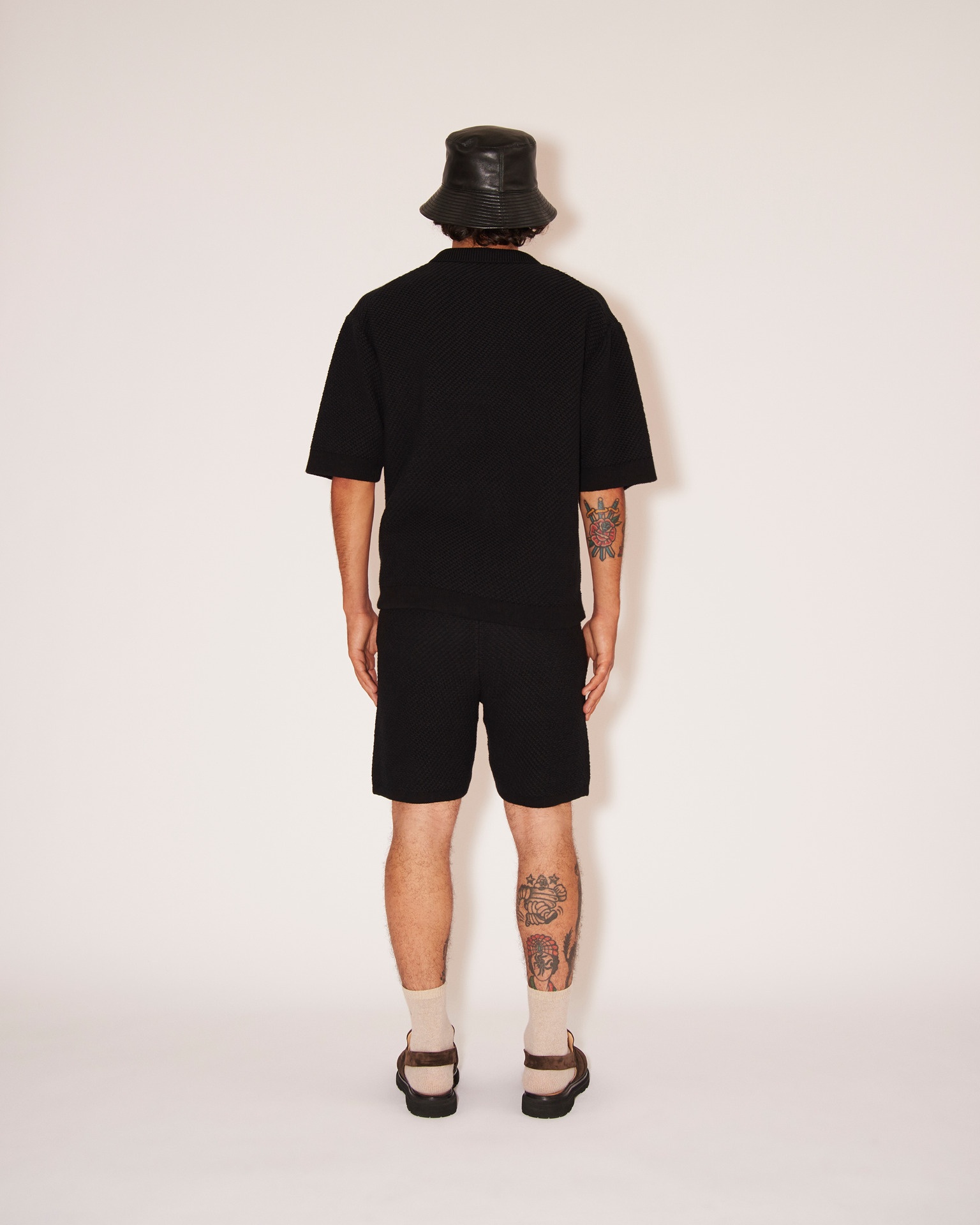 ELAN - Cotton-tweed textured shorts - Black - 4