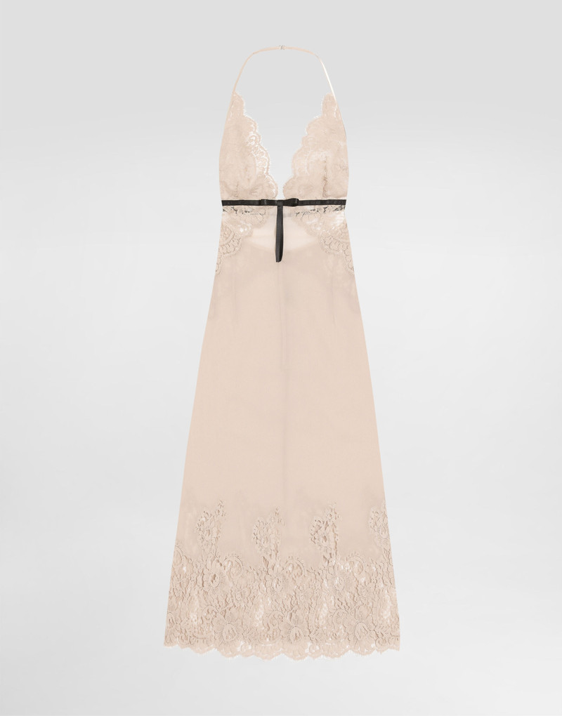 Georgette slip dress with lace details 1