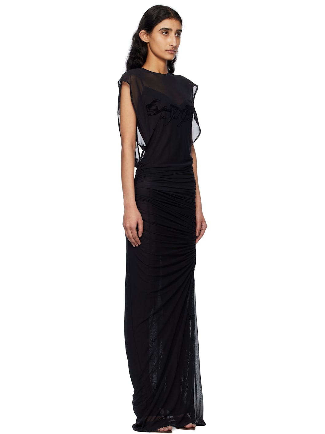Black 'The Flocked Tattoo Ruban' Maxi Dress - 2