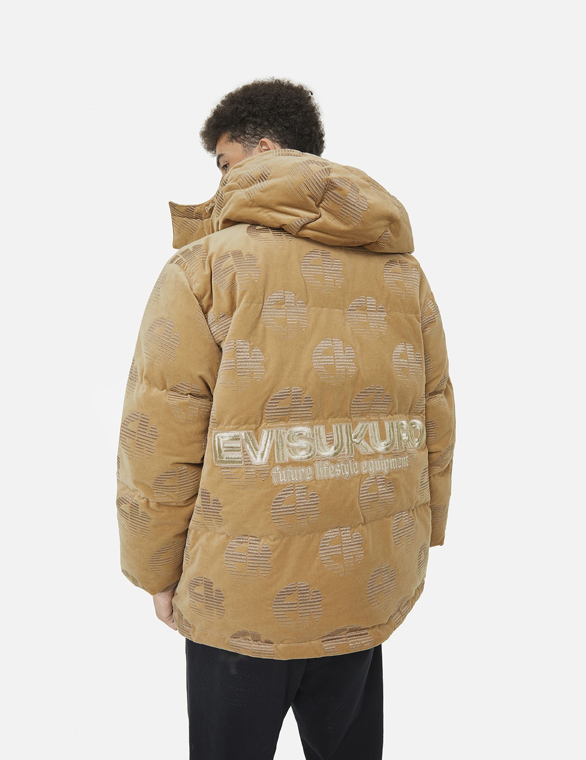 Allover EK Logo Velvet Relax Fit Down Jacket - 5