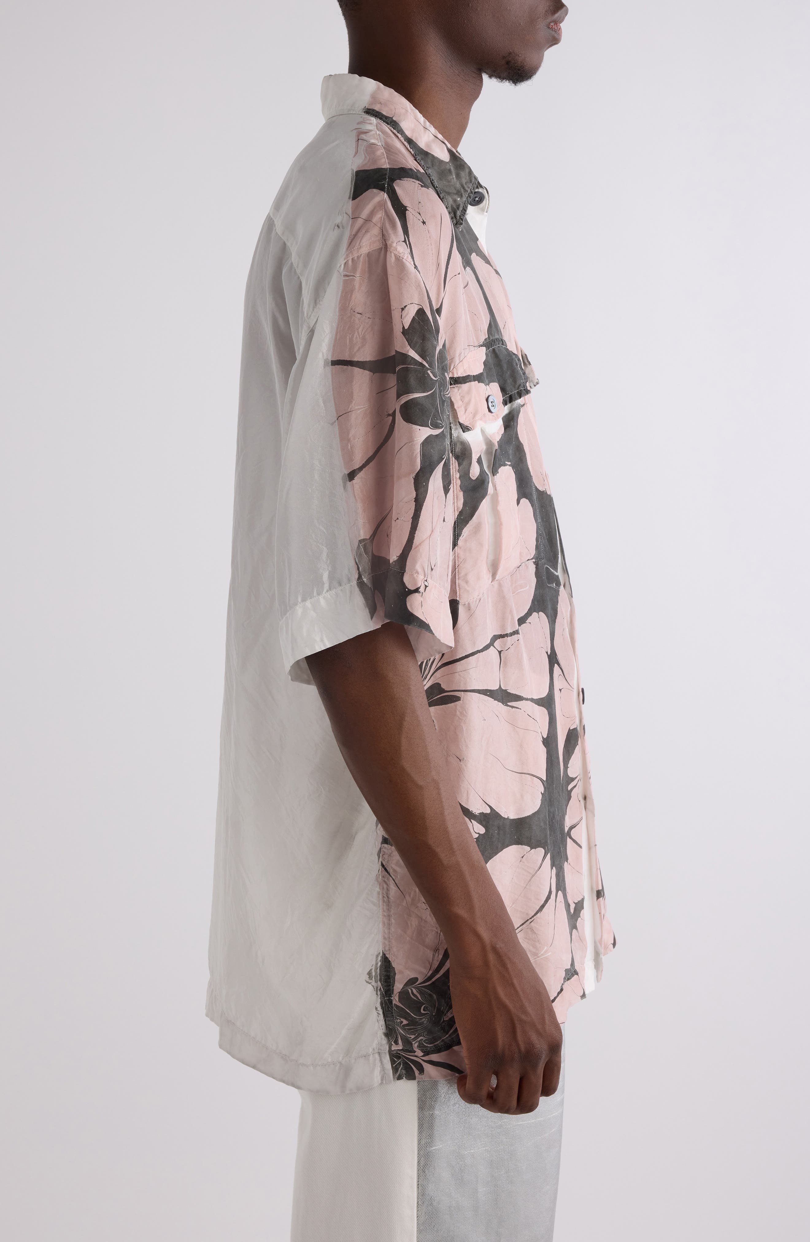 Dries Van Noten Cass Floral Silk Button-Up Shirt in Dessin A at Nordstrom - 4