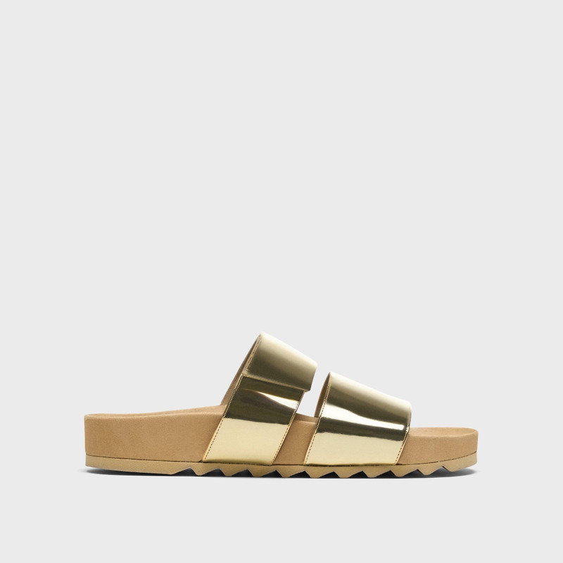 Slide Sandals in Metallic Leather 1