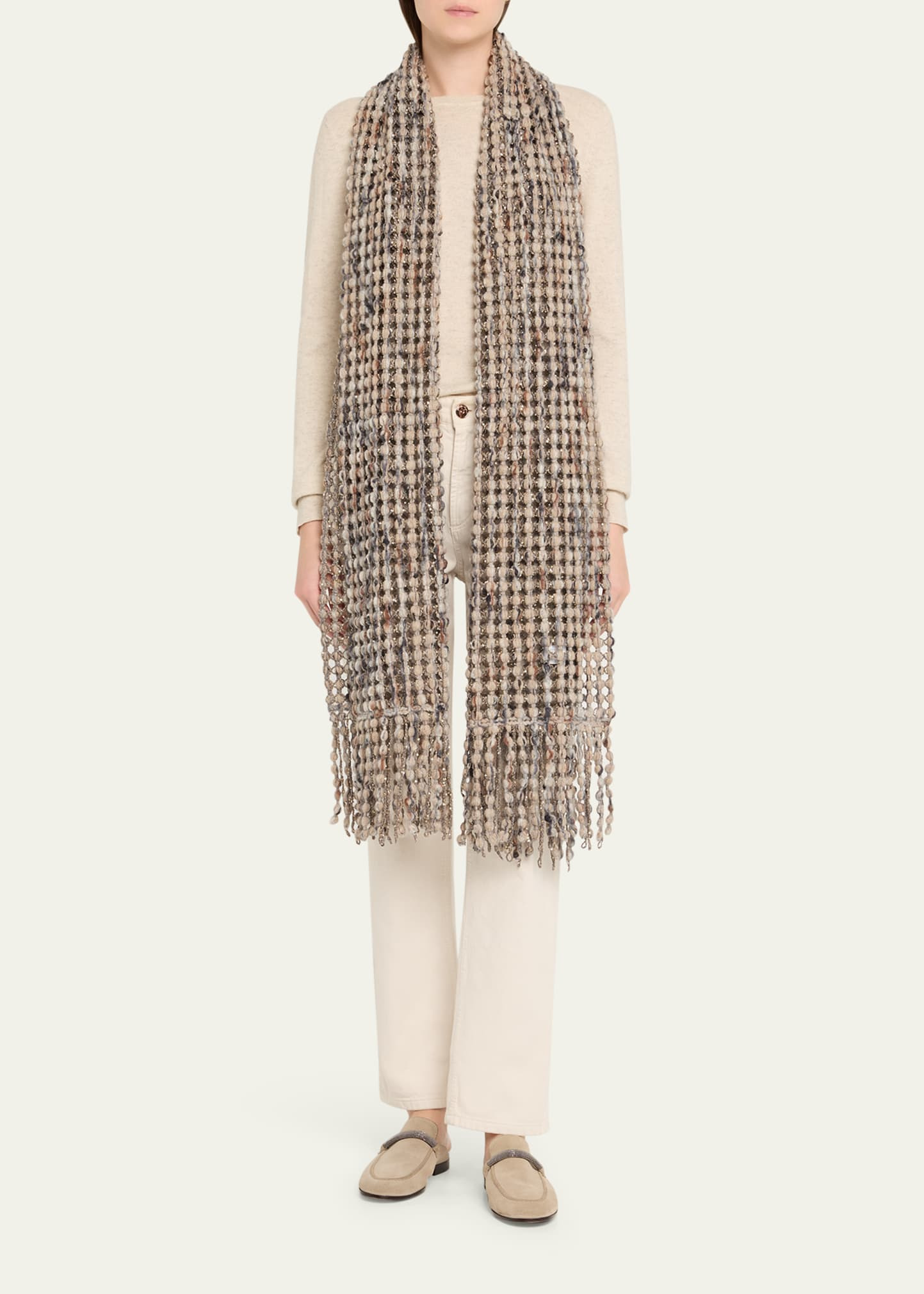 Embroidered Wool & Cashmere Scarf - 2