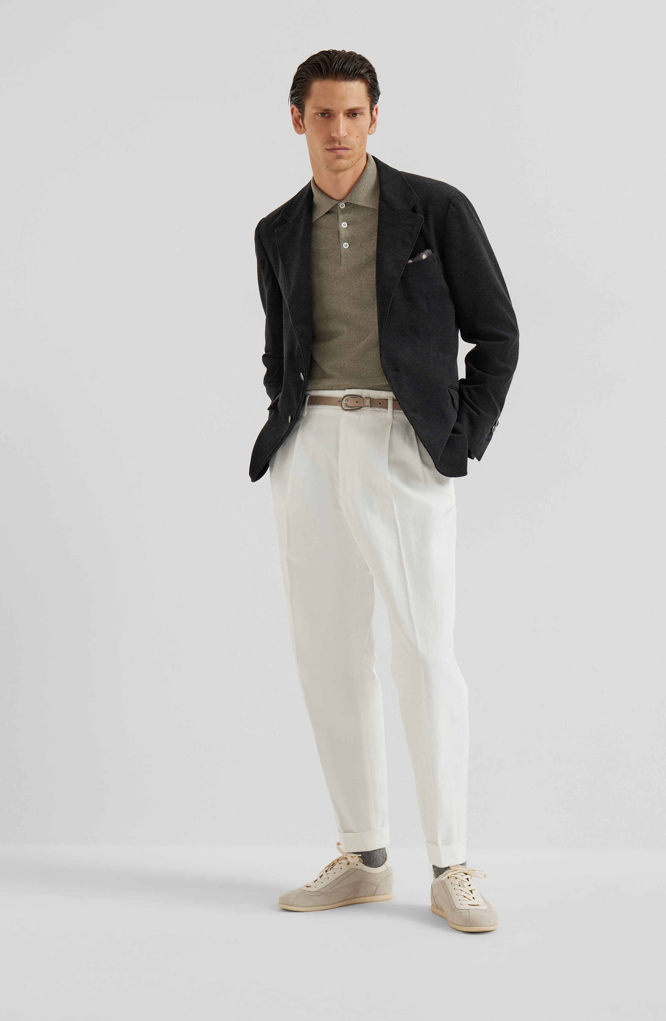 Brunello Cucinelli Polo-style sweater in Olive at Nordstrom - 6
