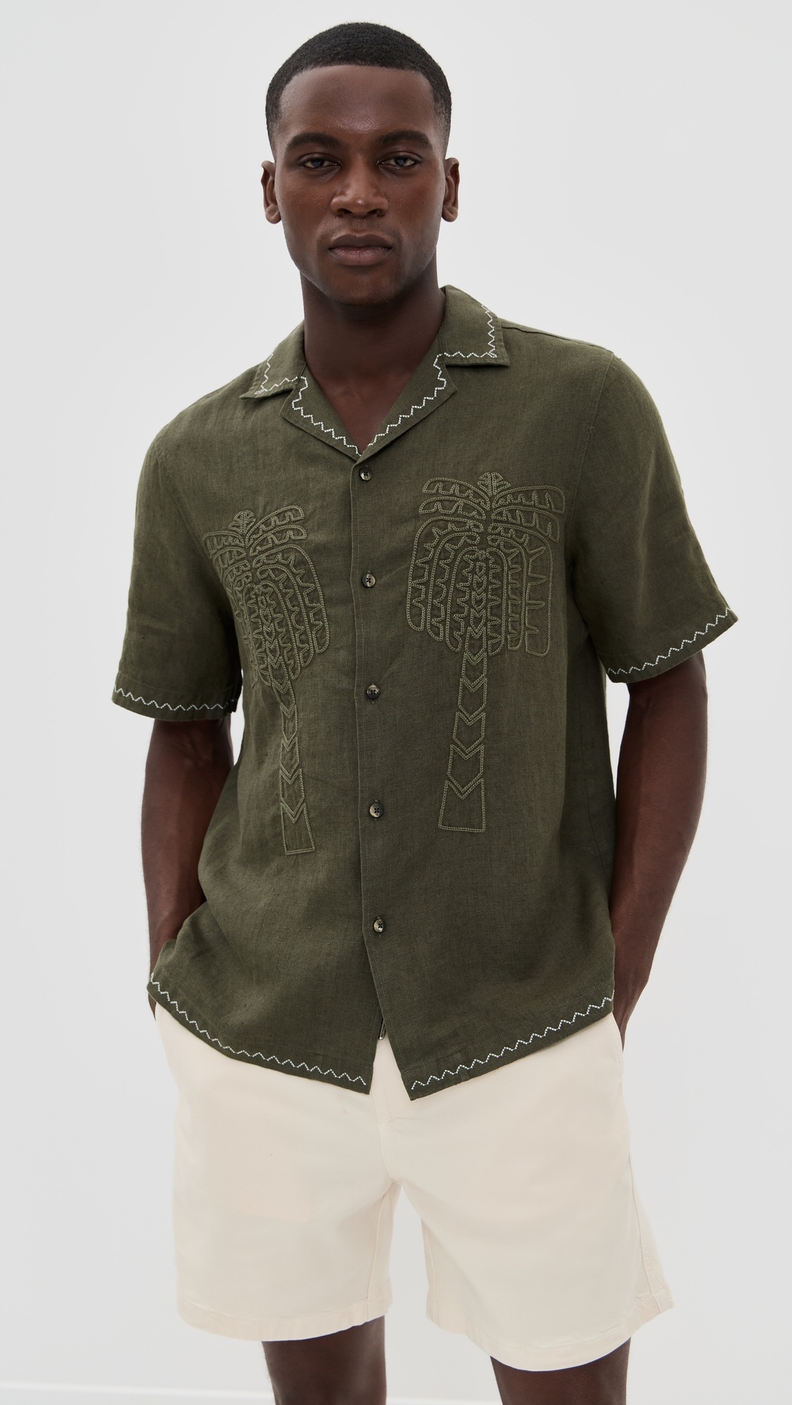 Flavio Palmeira Embroidered Linen Shirt - 1