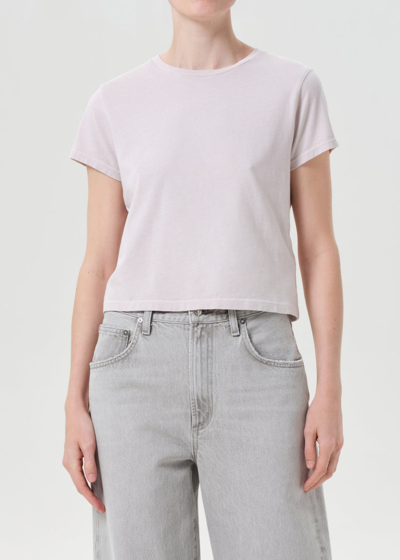 AGOLDE ADINE SHRUNKEN TEE IN ROSEWATER outlook