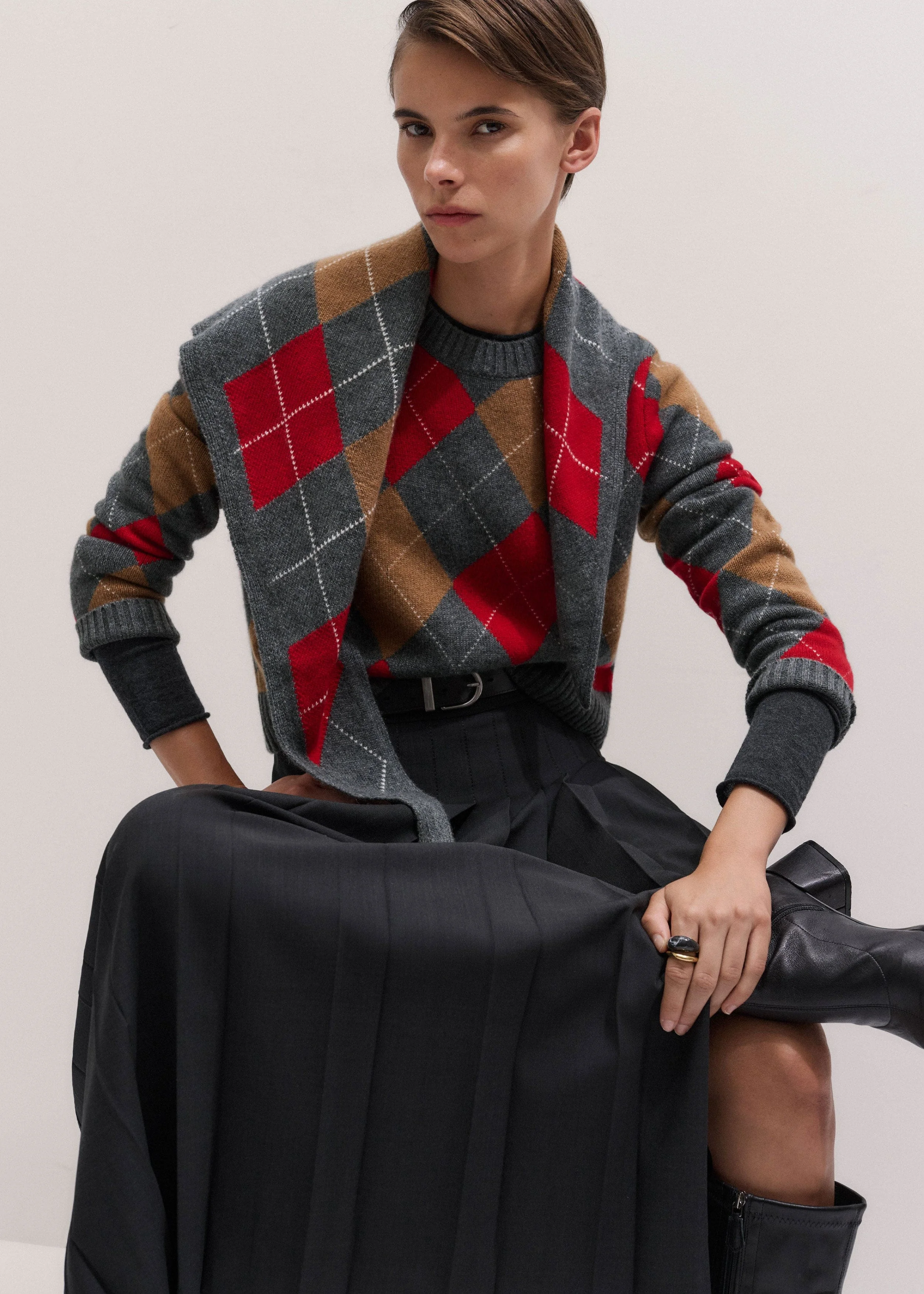 Relaxed Argyle Sweater - 1