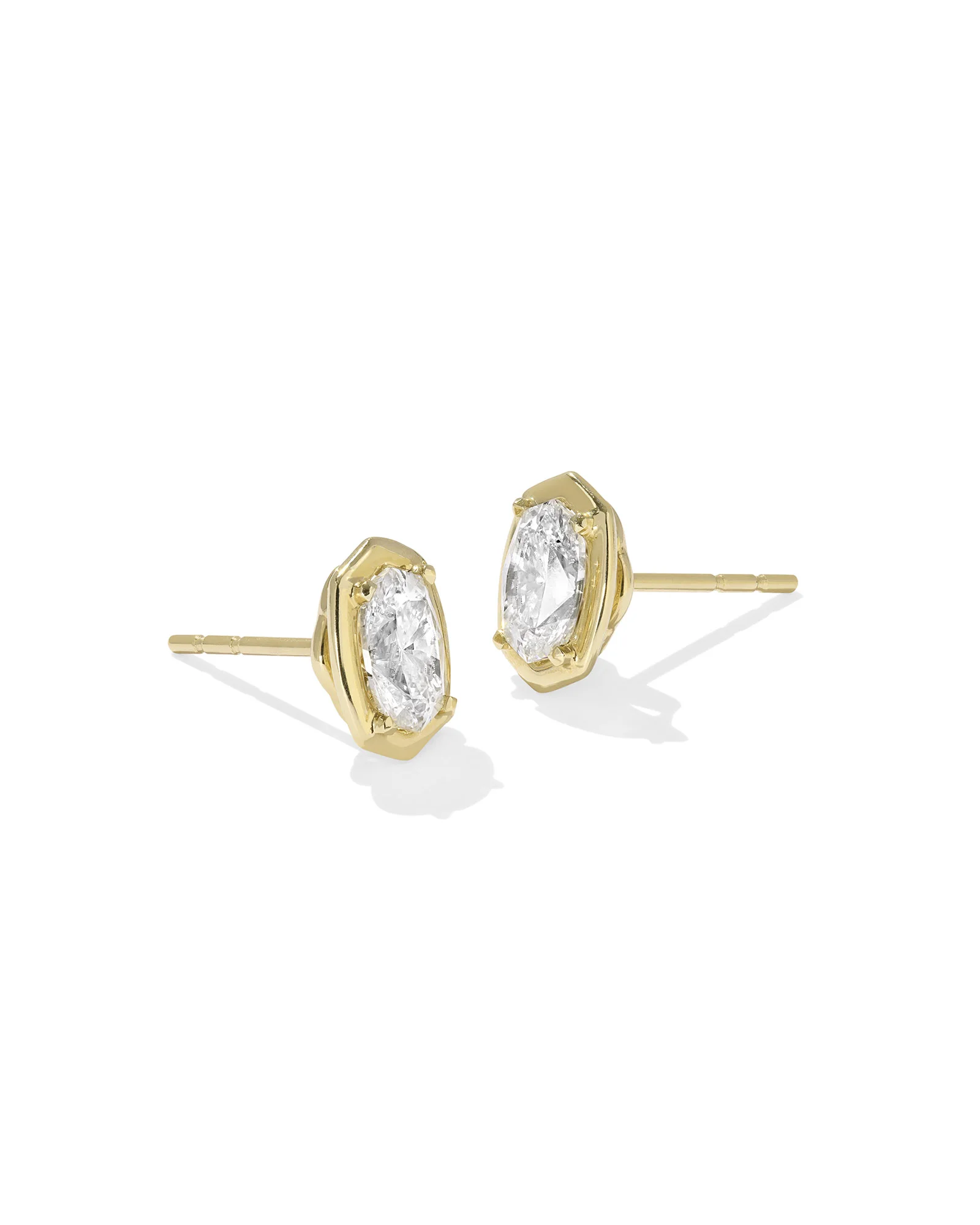 2 ct Lab Grown White Diamond Custom Elisa Stud Earrings in 14k Yellow Gold - 1