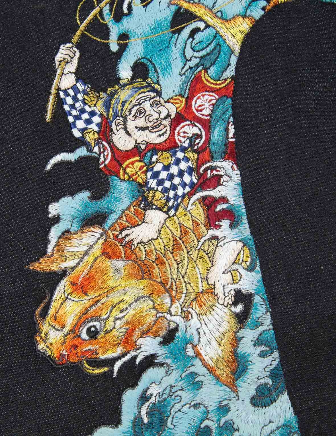 “The God of Fortune Riding Waves” Daicock Embroidery Carrot-Fit Jeans #2017 - 9