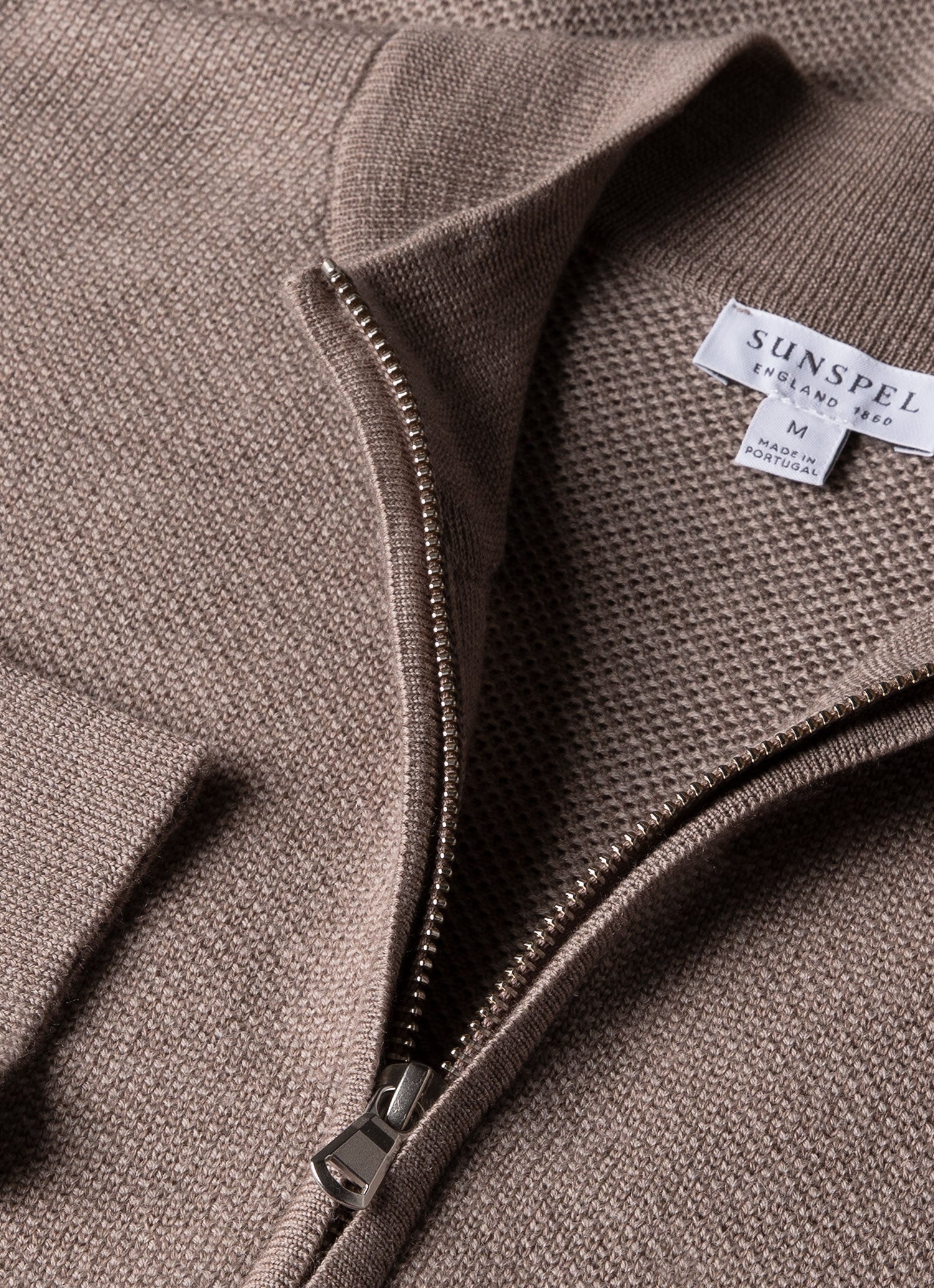 Merino Honeycomb Zip Neck Jumper - 4