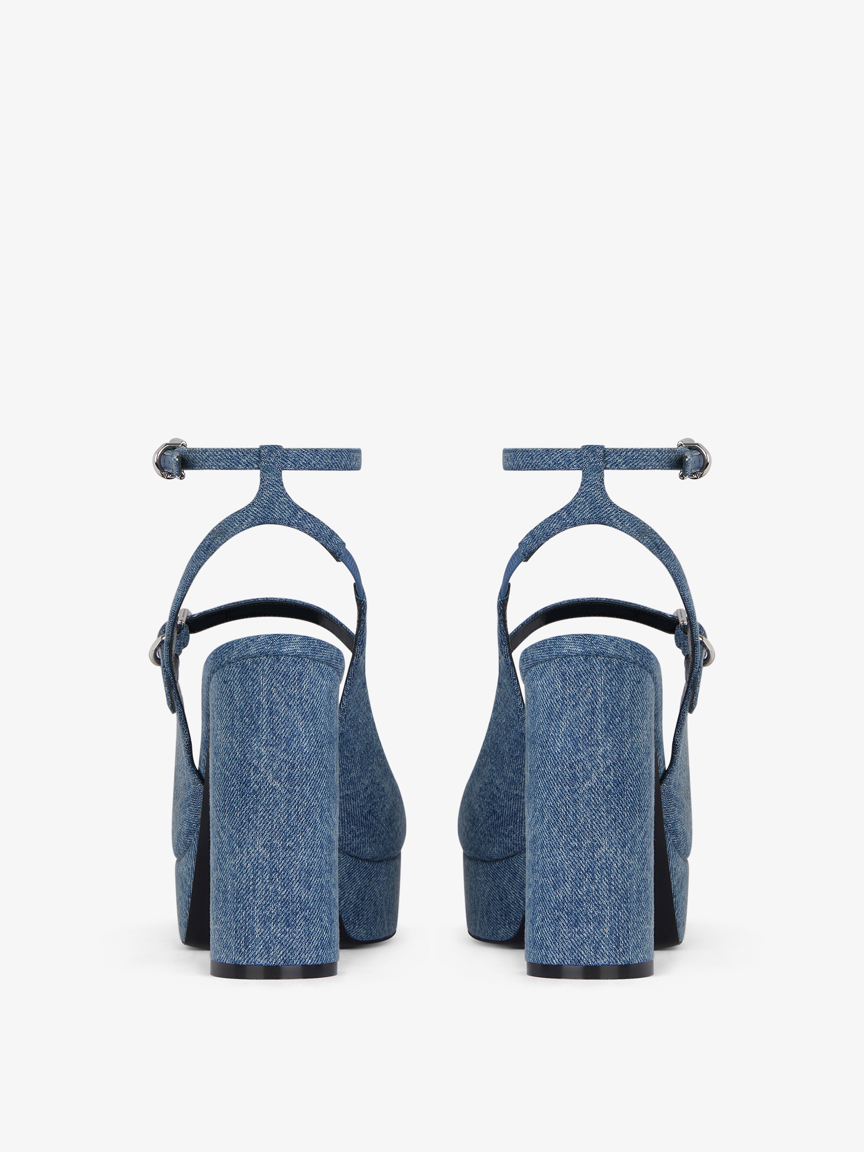 VOYOU PLATFORM SANDALS IN DENIM - 7