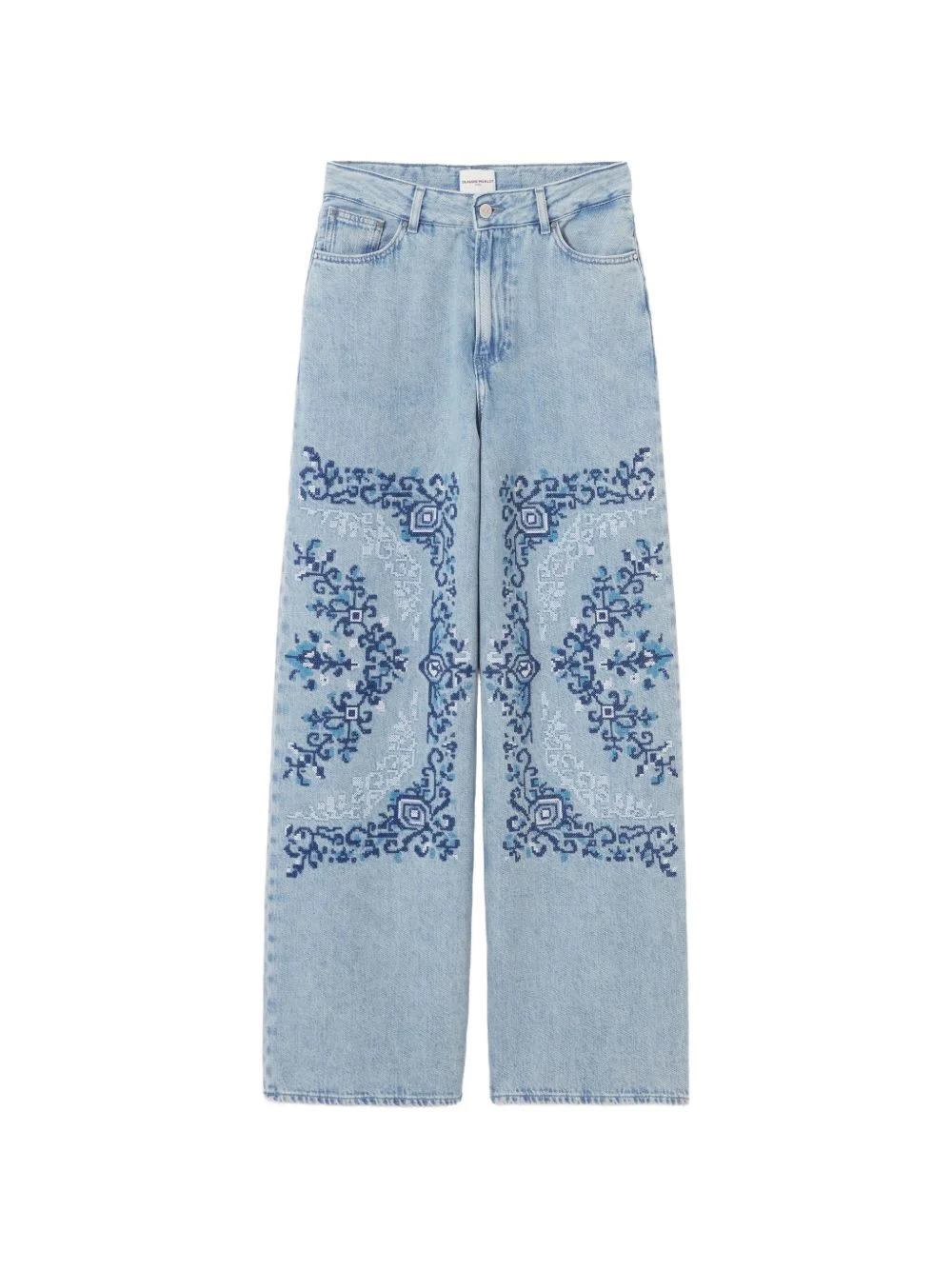 embroidered wide-leg jeans - 1