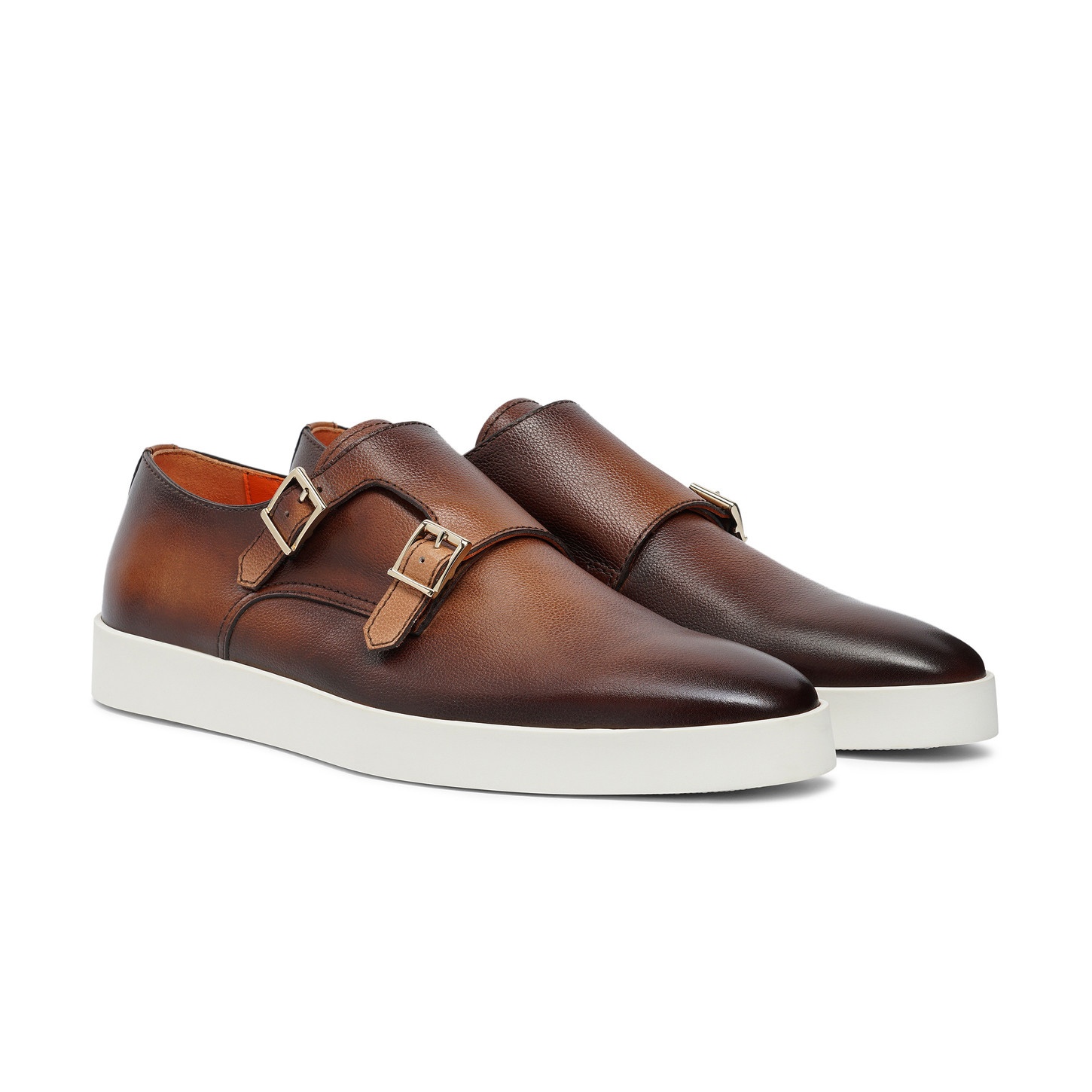 Men’s brown tumbled leather double-buckle shoe - 3