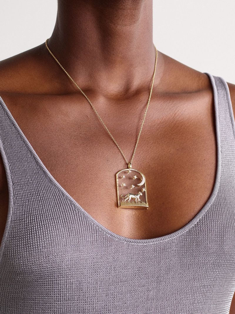 Yvonne Léon La Savane 9-karat Gold, Diamond, Crystal And Enamel Necklace outlook