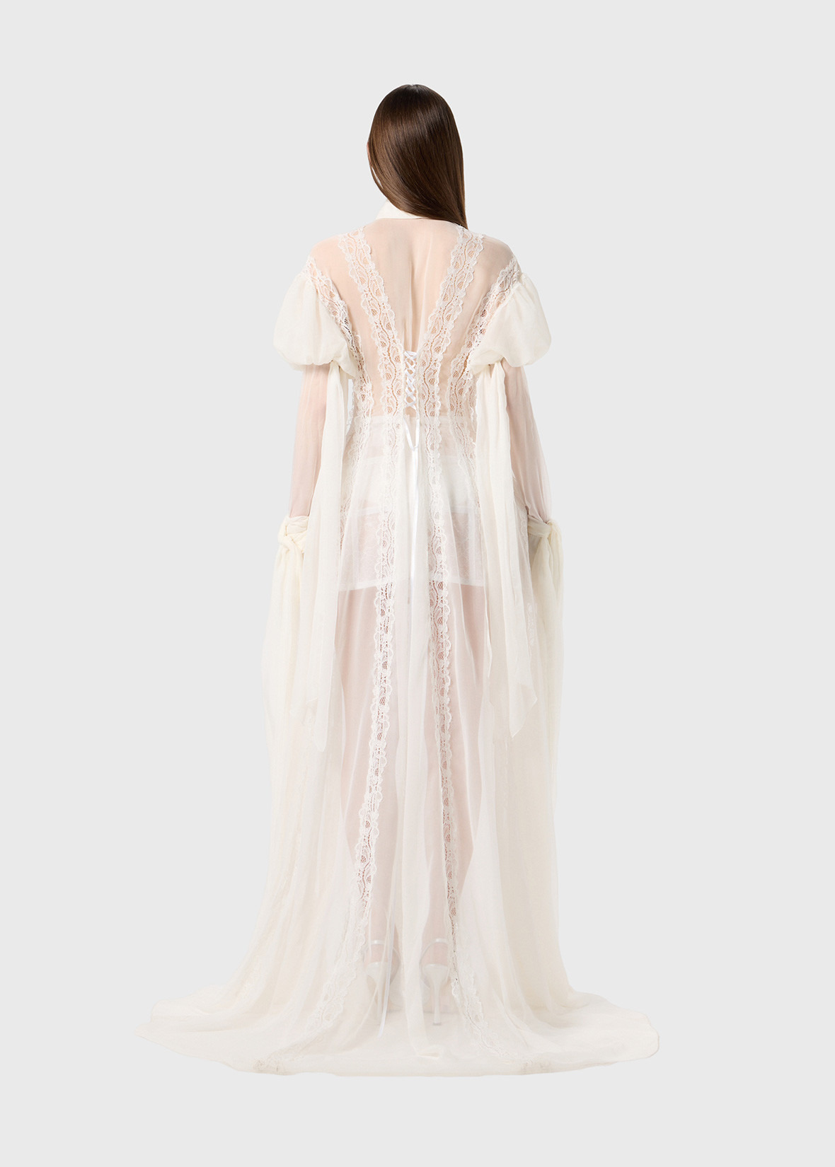 CHIFFON AND LACE SHIRT DRESS - 4