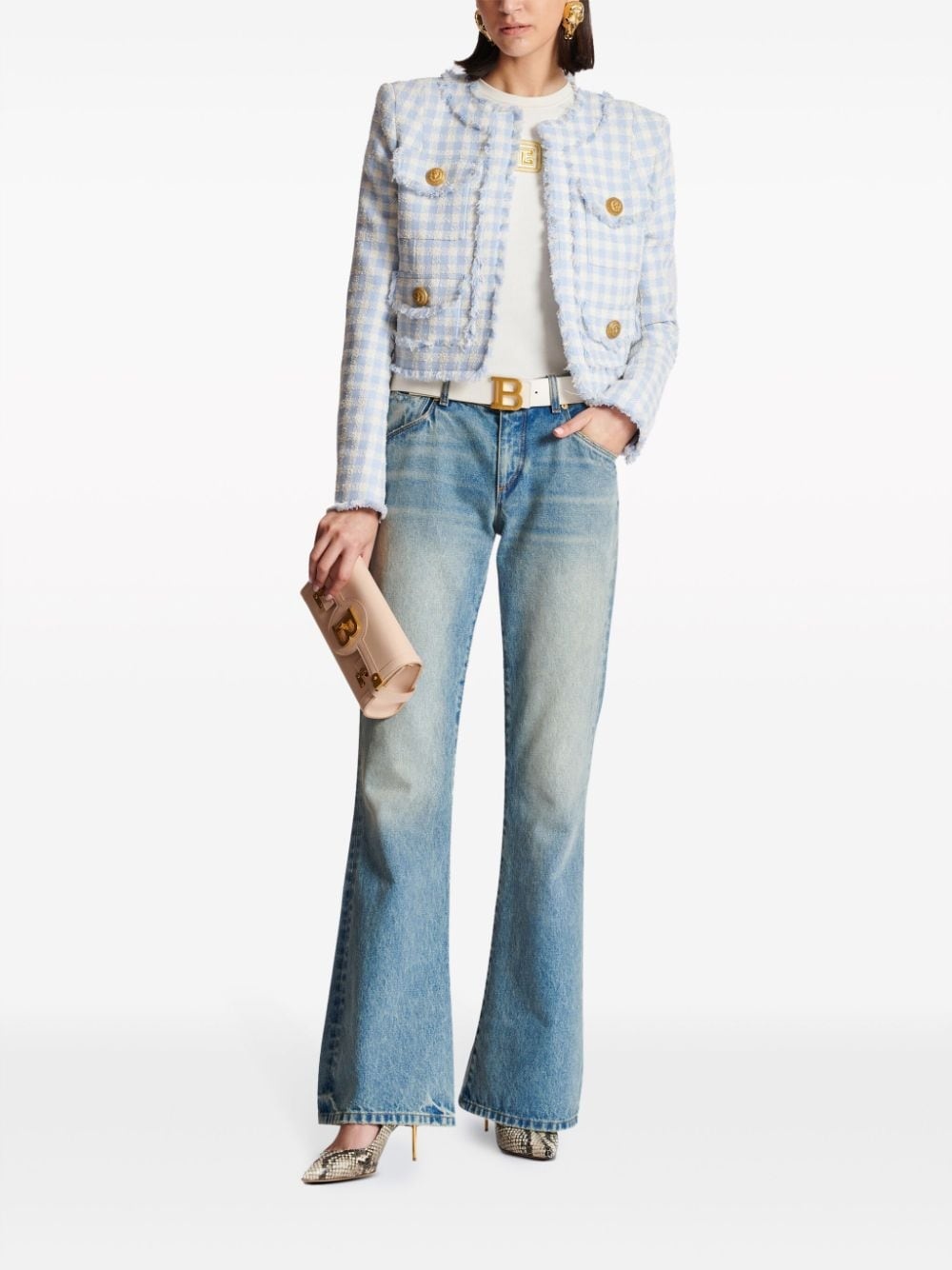 gingham tweed jacket - 2