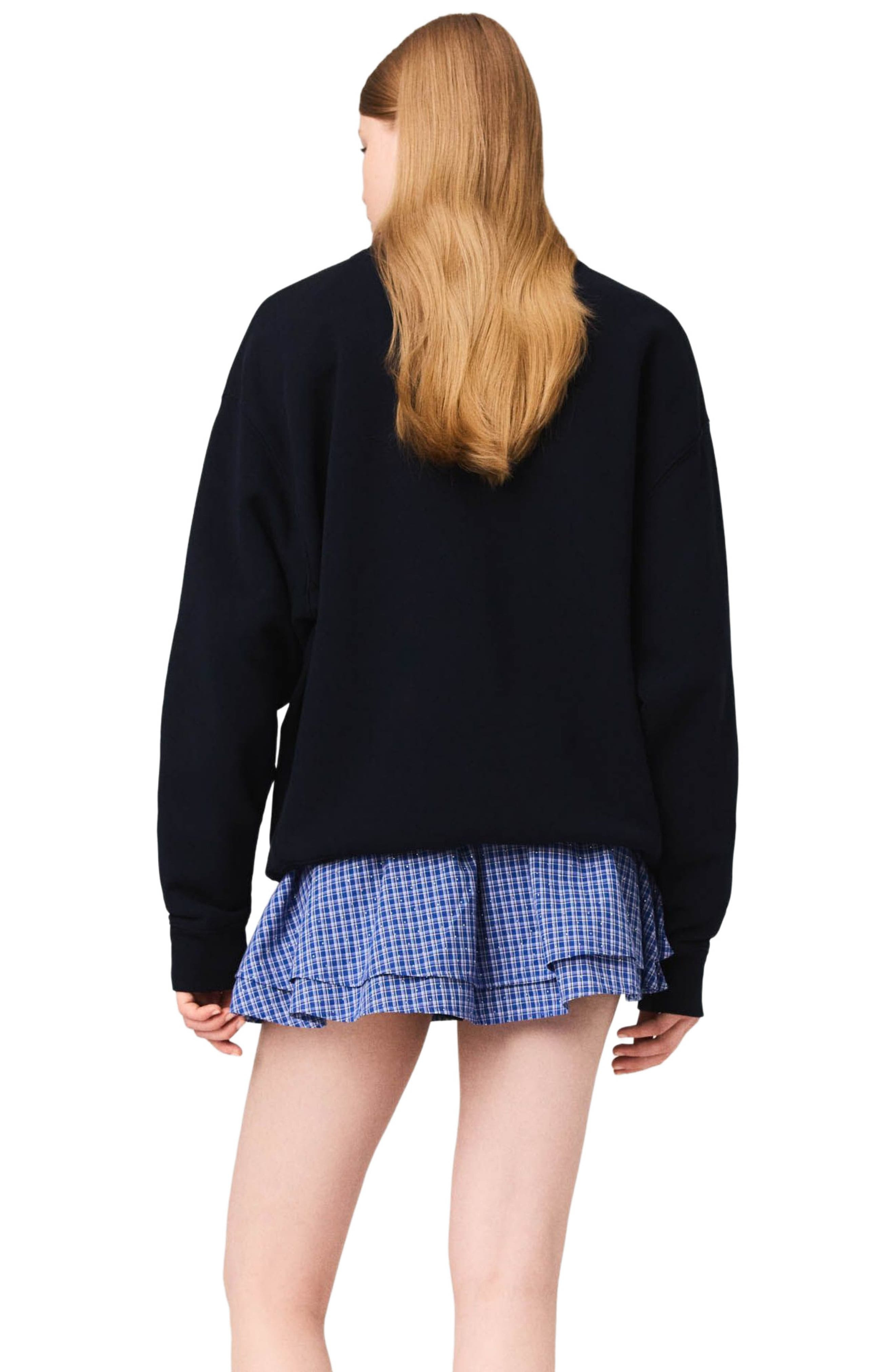 maje Paris embossed logo sweatshirt in Navy at Nordstrom - 3
