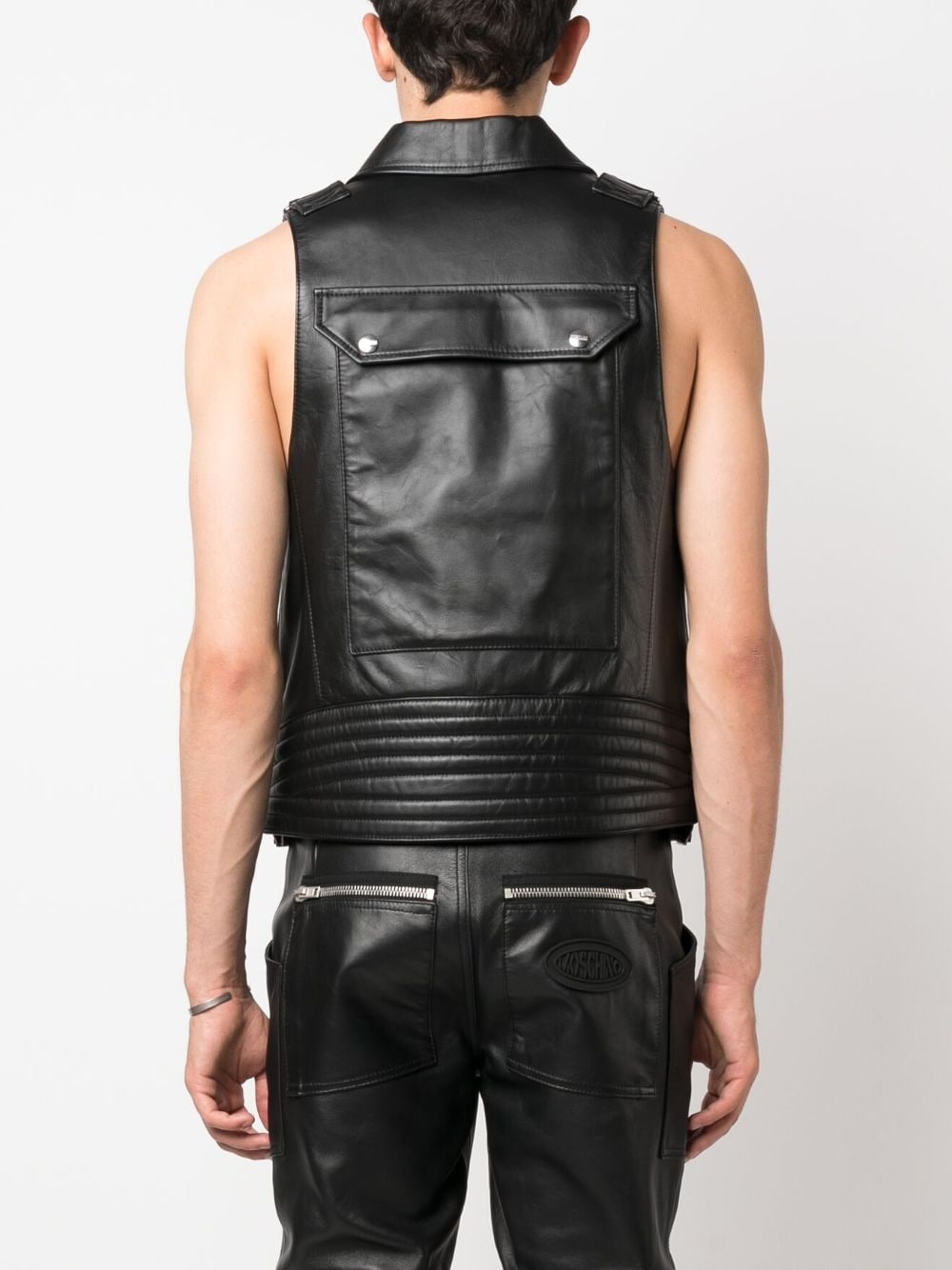 leather biker vest - 4