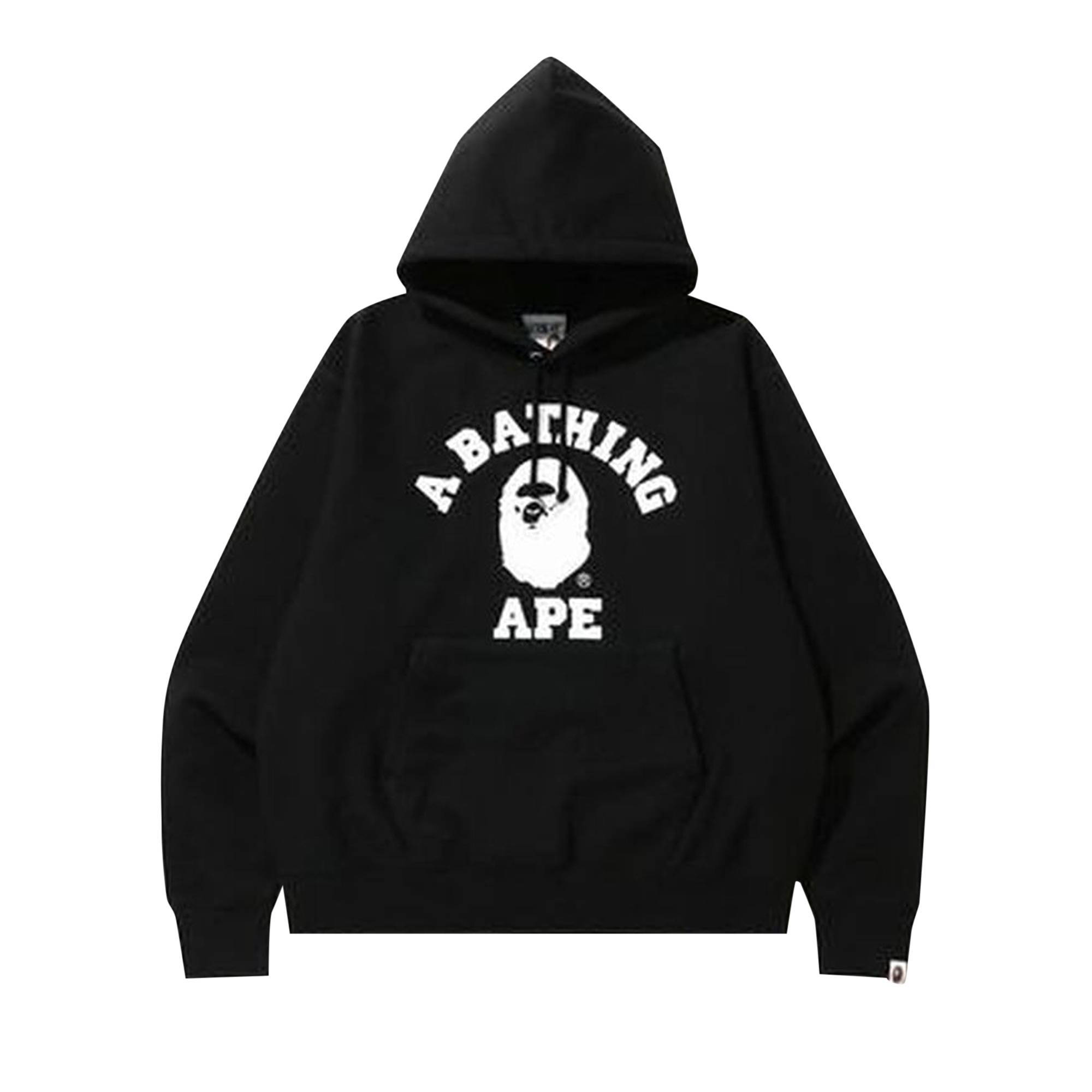 BAPE Relaxed Classic College Pullover Hoodie 'Black' - 1