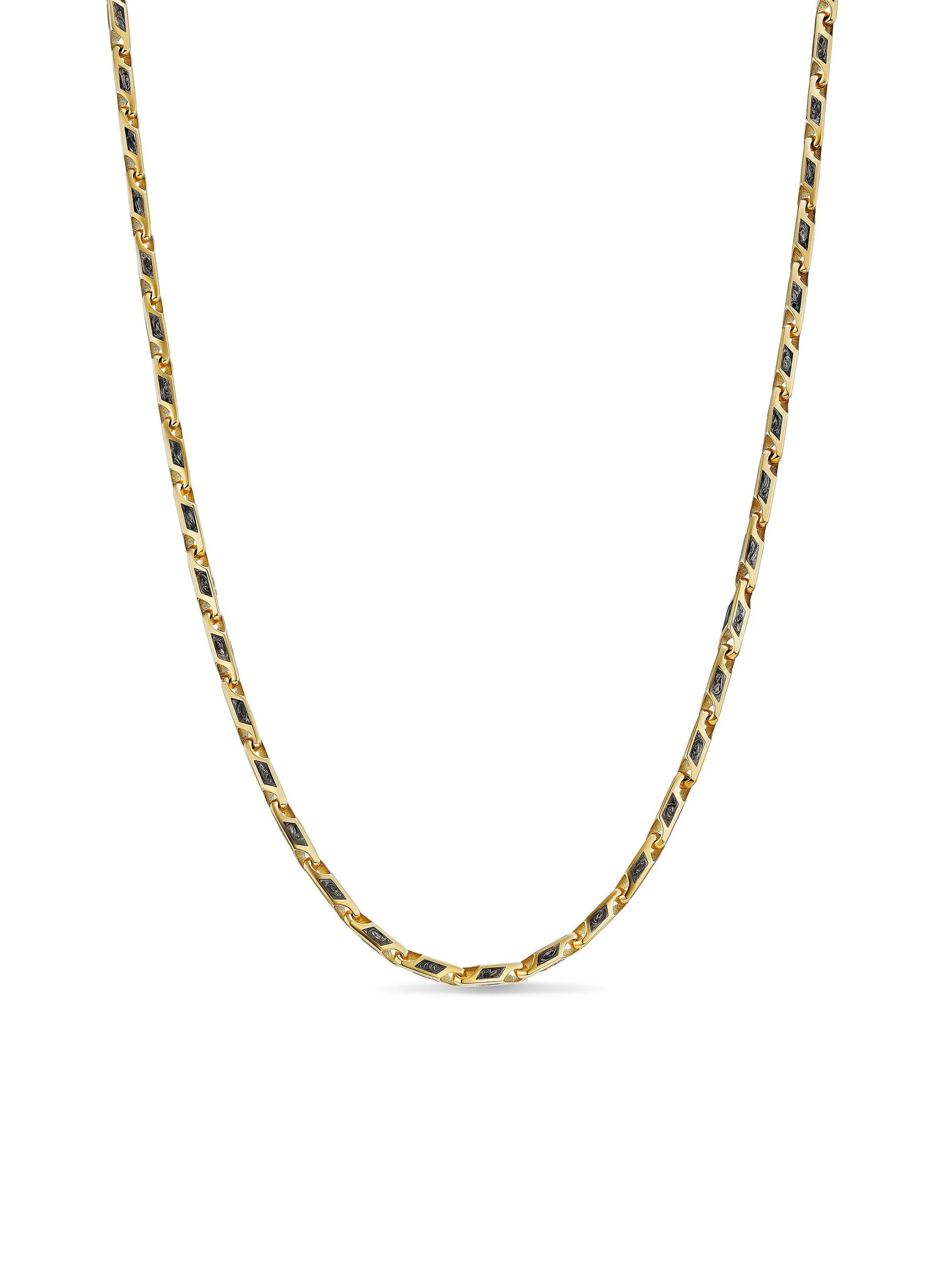 Men's Streamline Faceted Chain Necklace in 18K Yellow Gold - Forged Carbon - 1