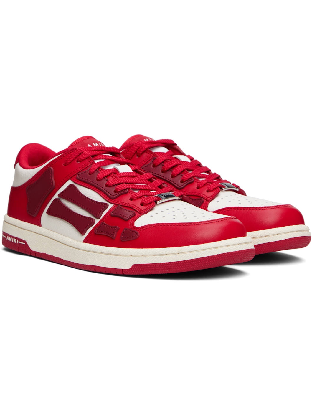 Red & White Skel Top Low Sneakers - 4