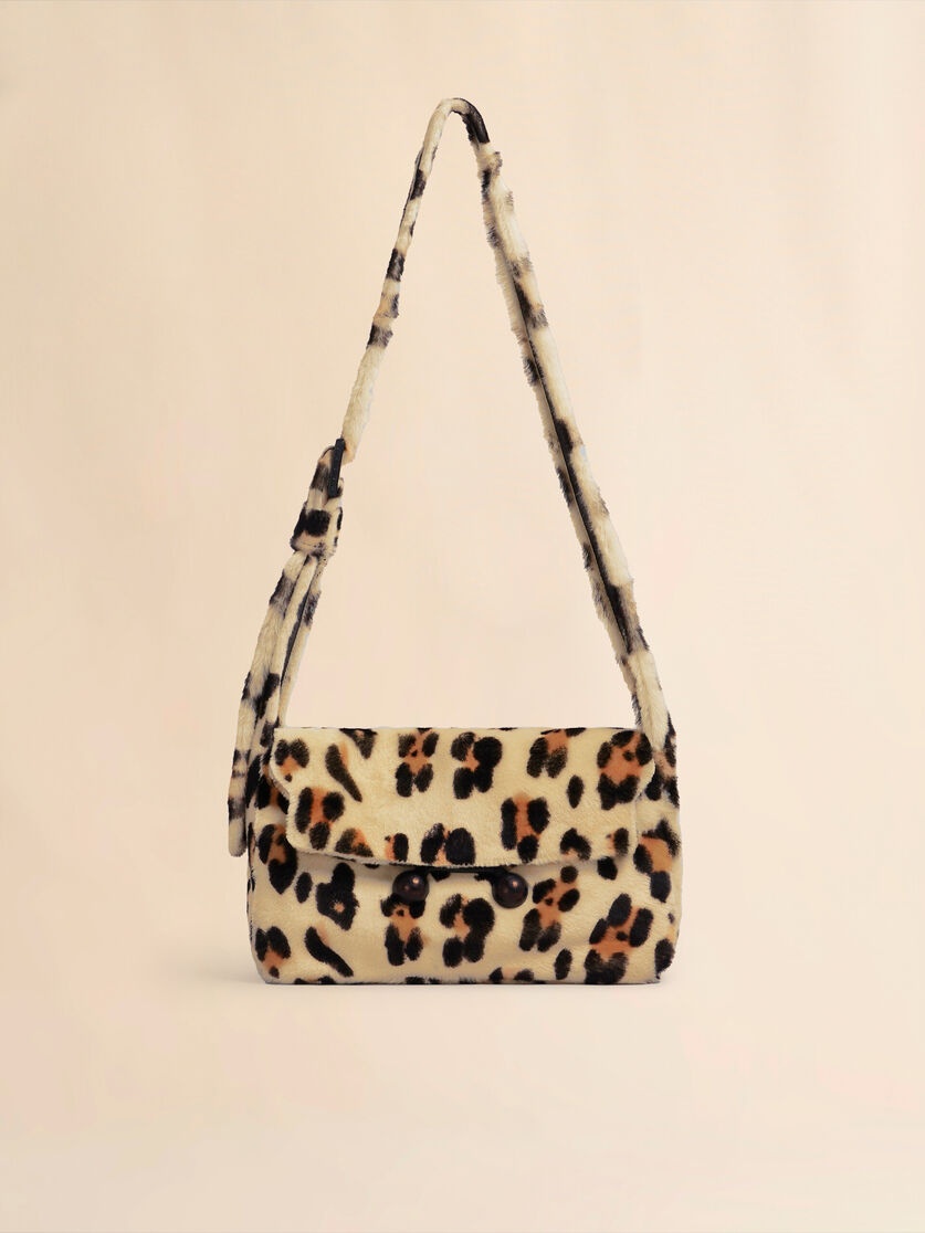 SHEARLING ANIMAL PRINT TRUNKAROO SOFT MEDIUM SHOULDER BAG - 1