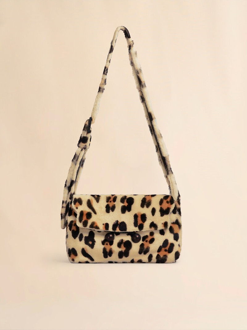 SHEARLING ANIMAL PRINT TRUNKAROO SOFT MEDIUM SHOULDER BAG 1