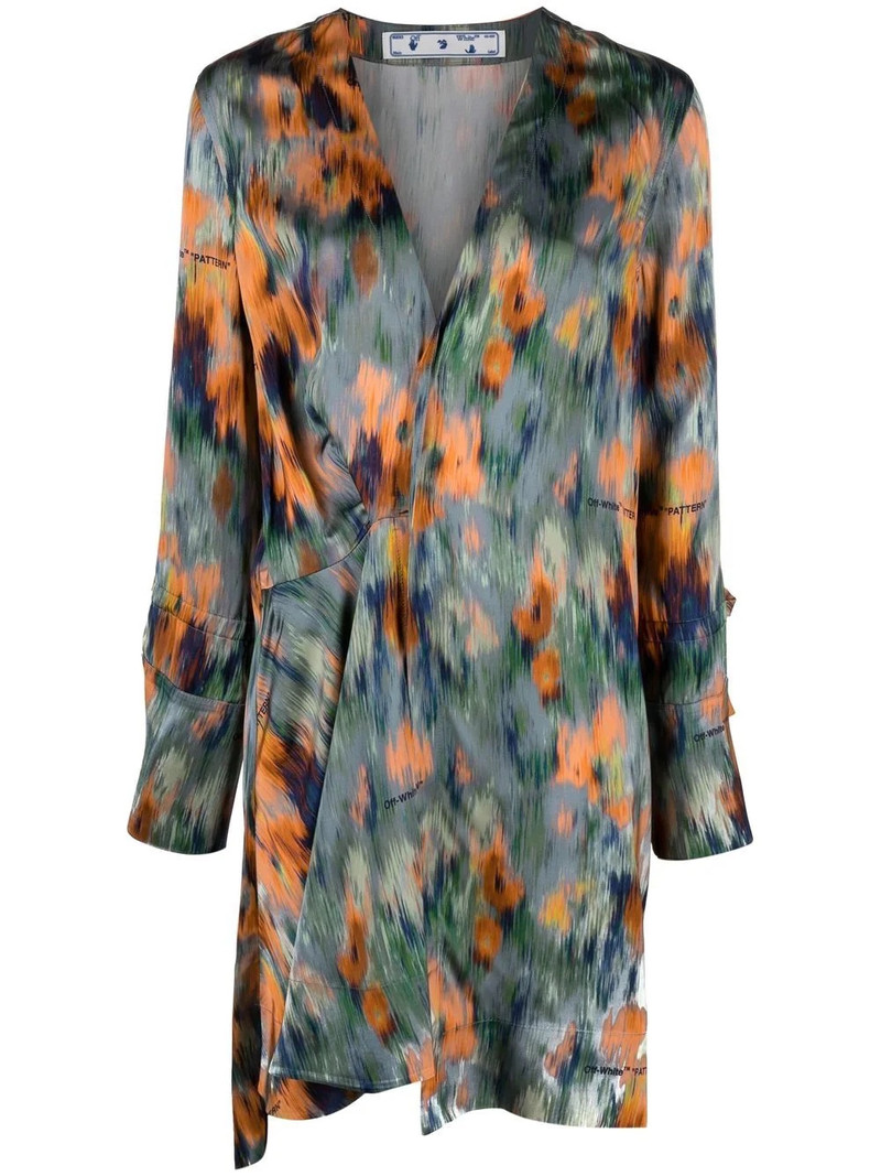 abstract-print draped dress 1