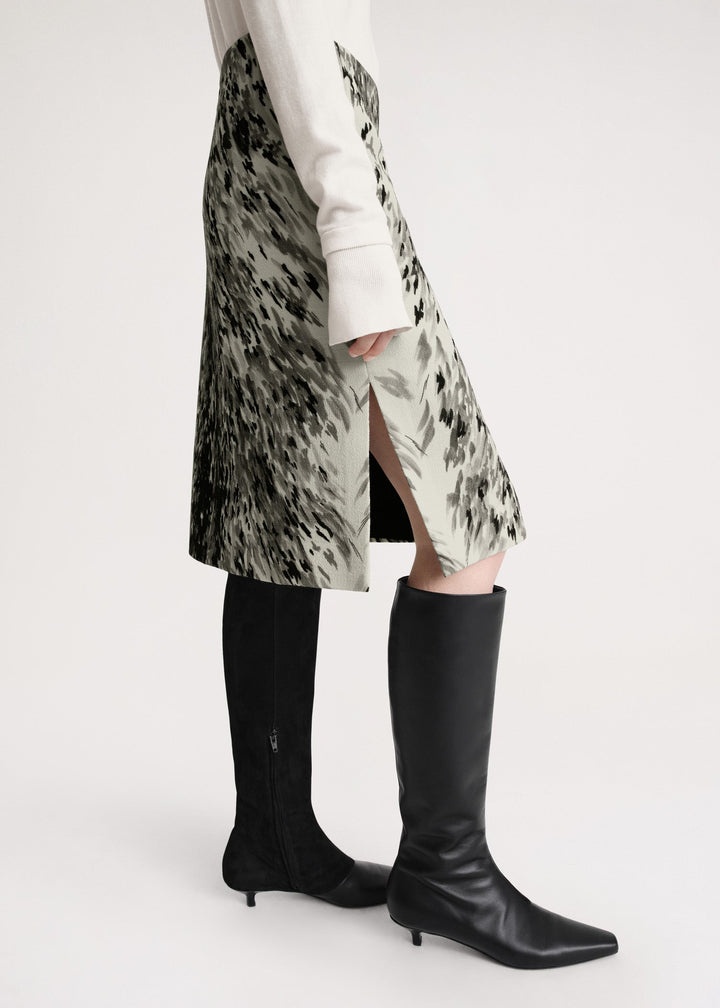 Side-split fur-print skirt grey - 5