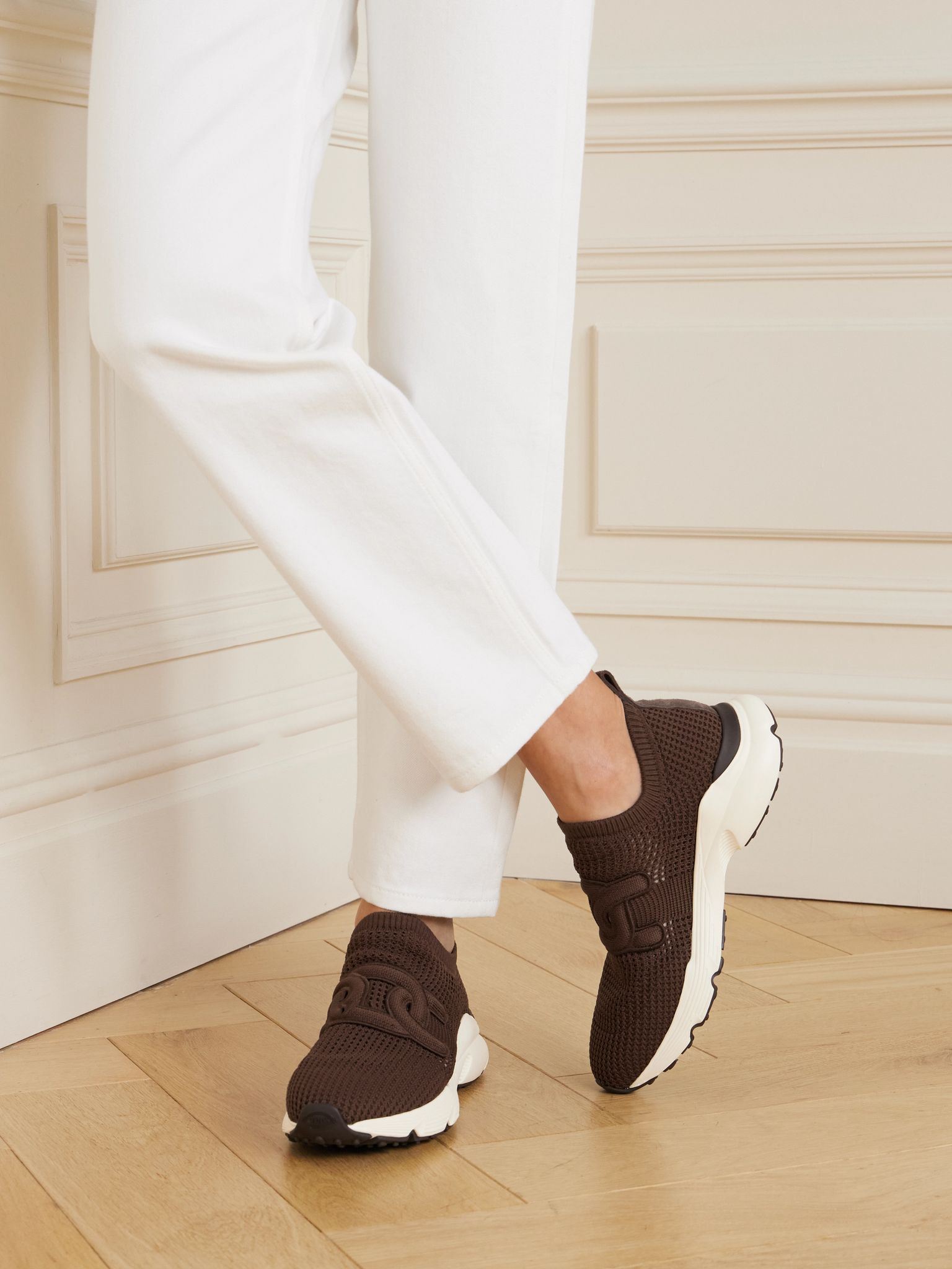 Stretch-knit slip-on sneakers Dark brown - 2