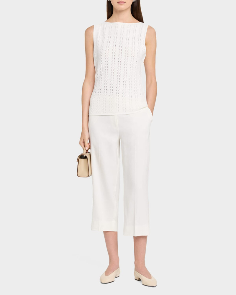 Theory Slit-Cuff Linen-Blend Capri Pants outlook