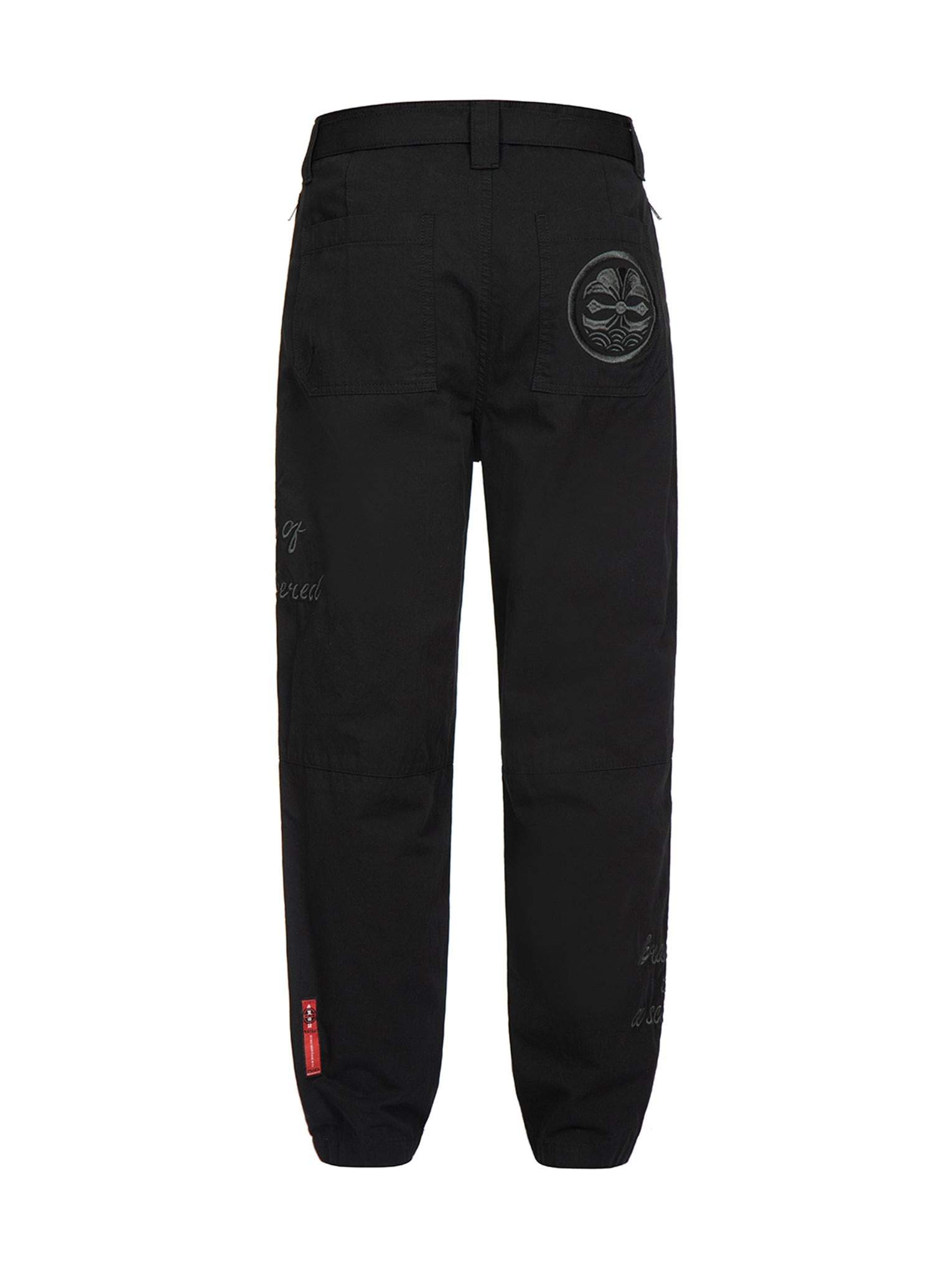 KAMON AND SLOGAN EMBROIDERY LOOSE FIT PANTS - 10